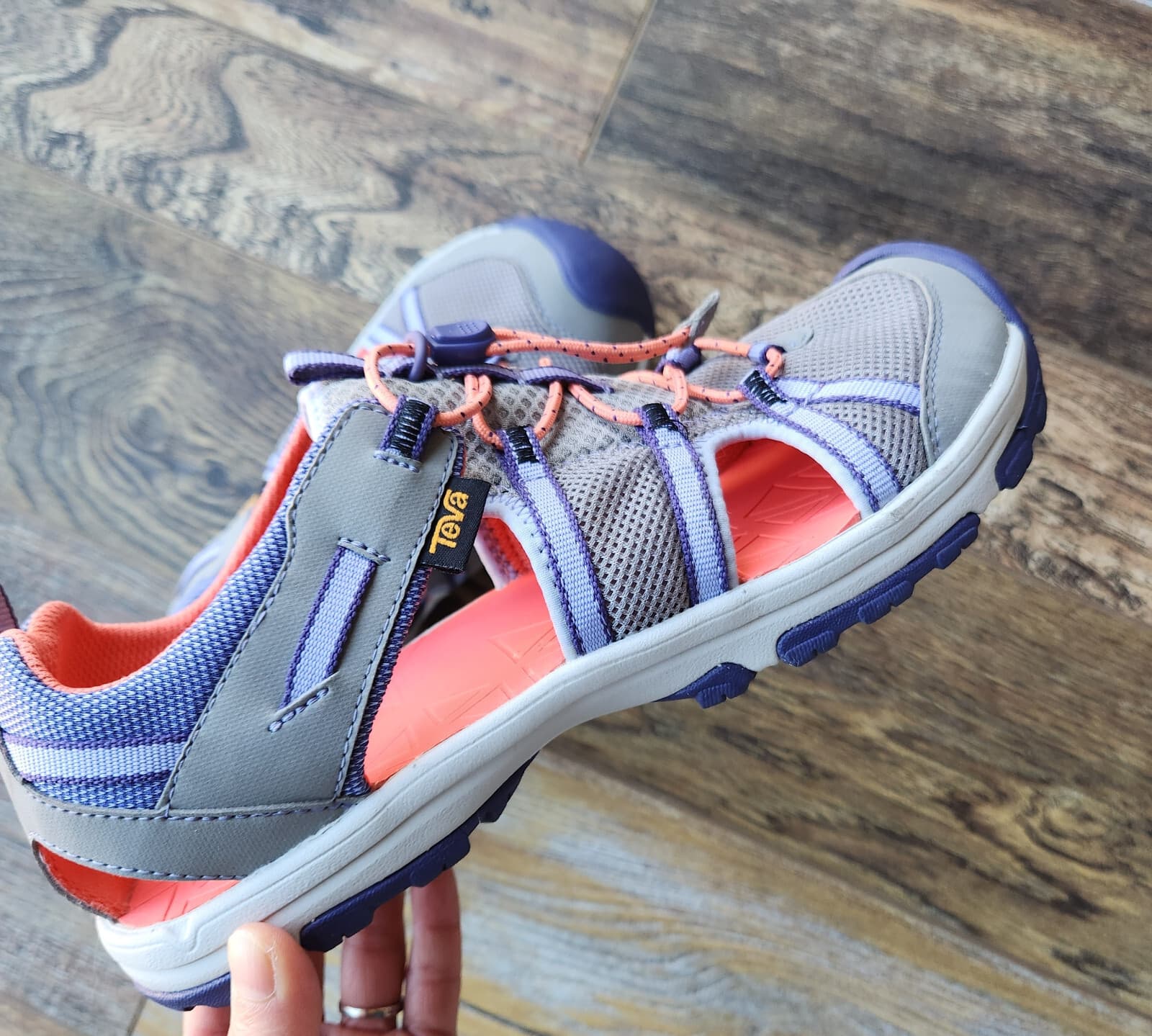 Teva Men's US7 T Manatee Water Sport Sandals Cushion Bungee Cord Purple Grey - Thumbnail 3