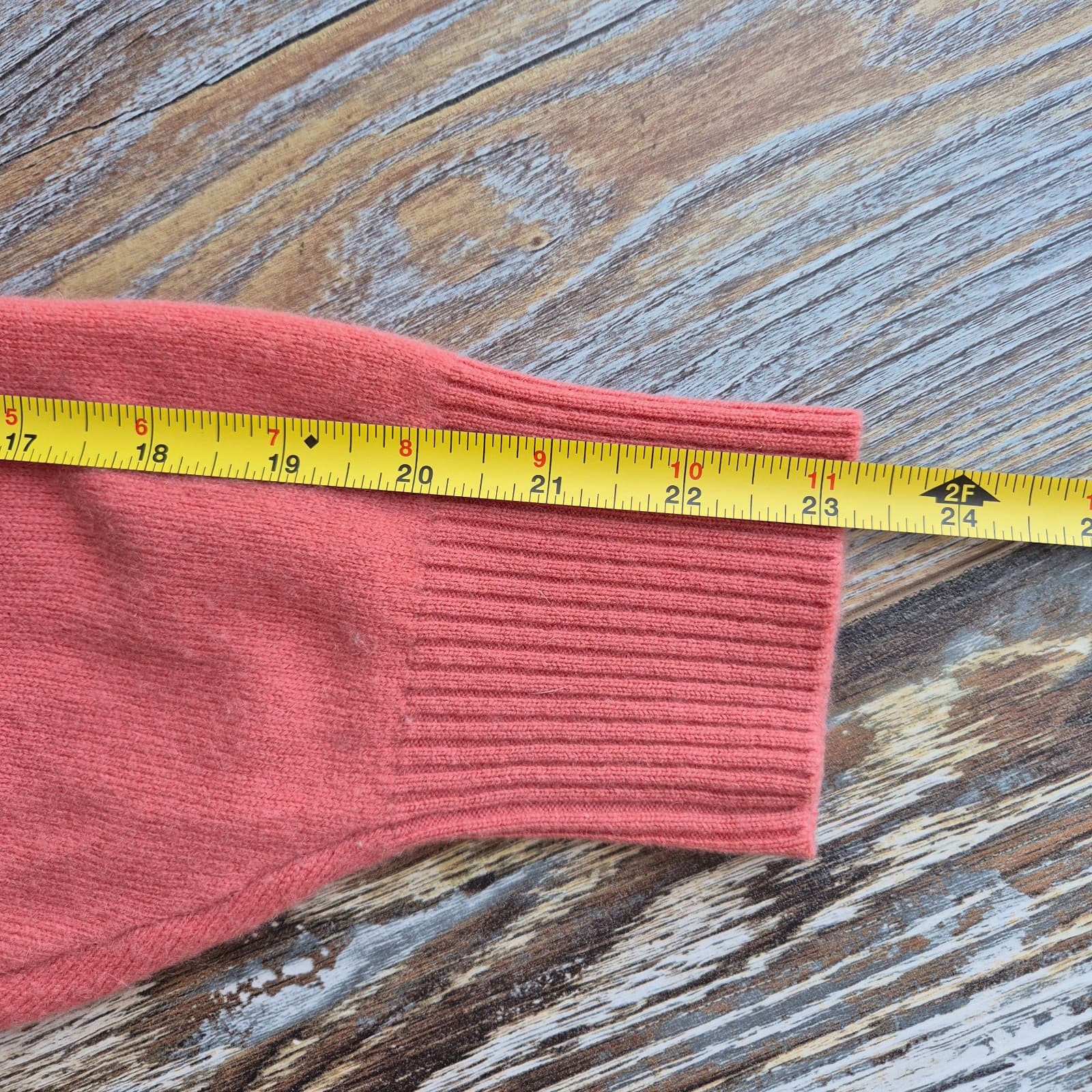 Vintage Precious Fibers Women's 1X 100% Cashmere Mock Neck Sweater Red-Pink - Thumbnail 7