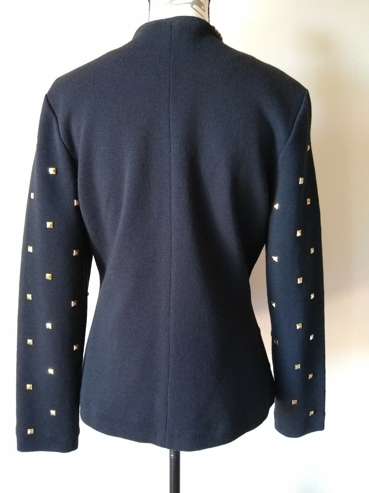 Vintage Outlander Collection Wool Blend Studded Cardigan Jacket Button Black M - Thumbnail 4