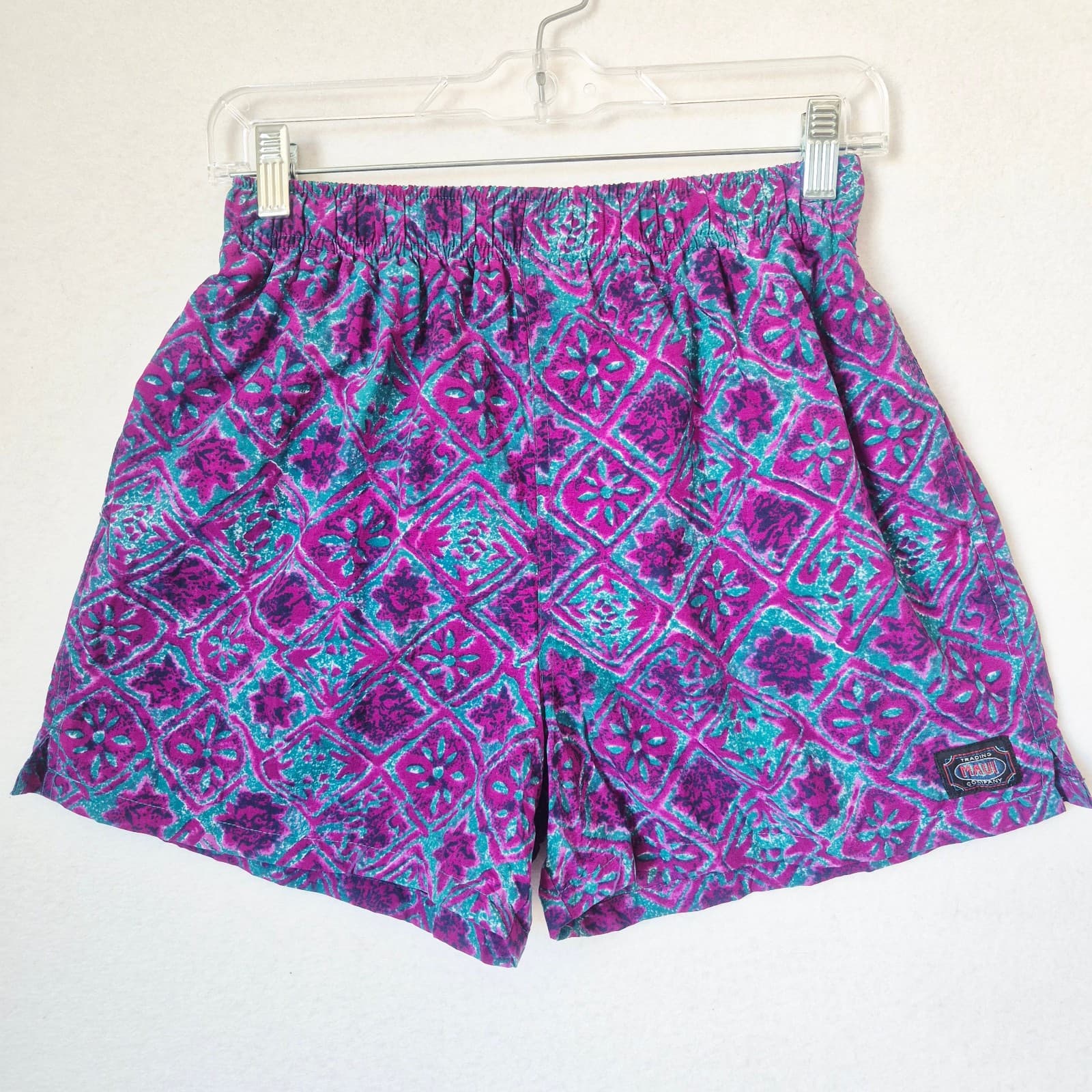 Vintage Maui Trading Company Floral Swim Short Mesh Liner Purple Green Men's S - Thumbnail 2