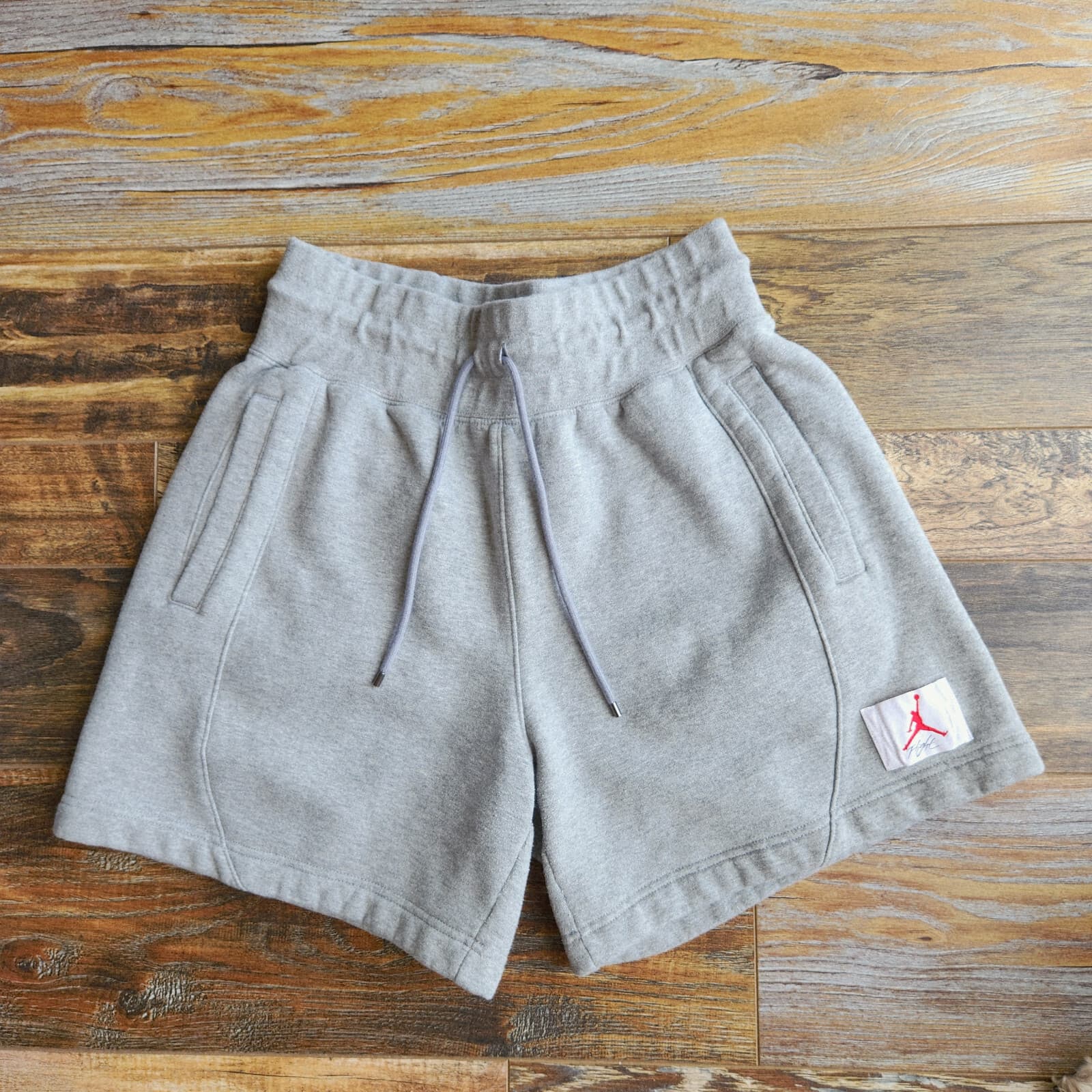 AIR JORDAN Flight Fleece Standard Fit Shorts Drawstring Pocket Grey Women's M - Thumbnail 3