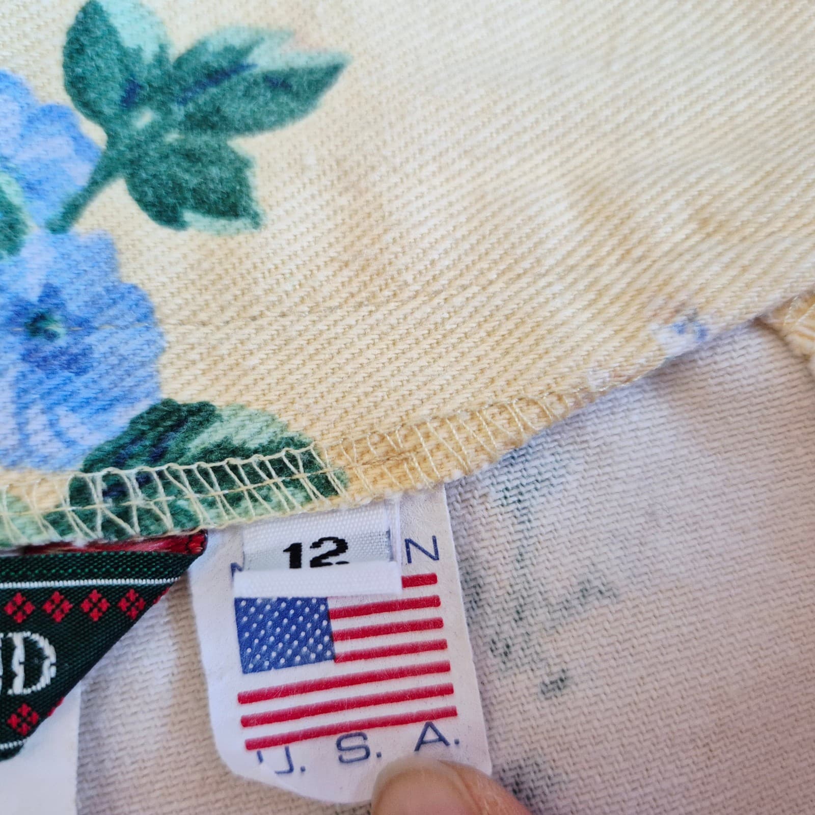 Vintage Willowbend Made in USA Twill Floral Midi Pencil Skirt Yellow Women's 12 - Thumbnail 6