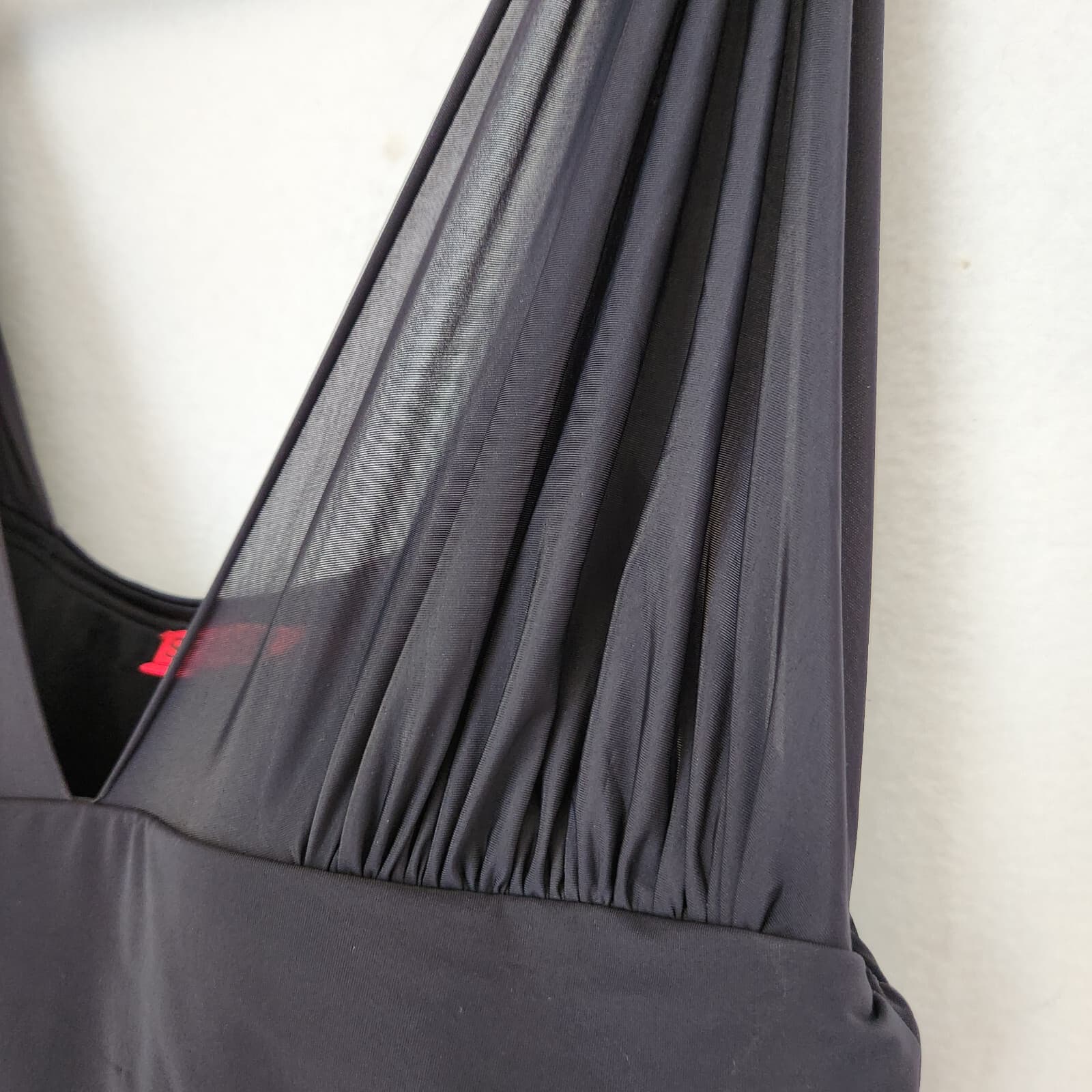 Spanx One Piece Swimsuit Bandeau-Bra Stretch Sheer Slimming Black Sz.10 - Thumbnail 3
