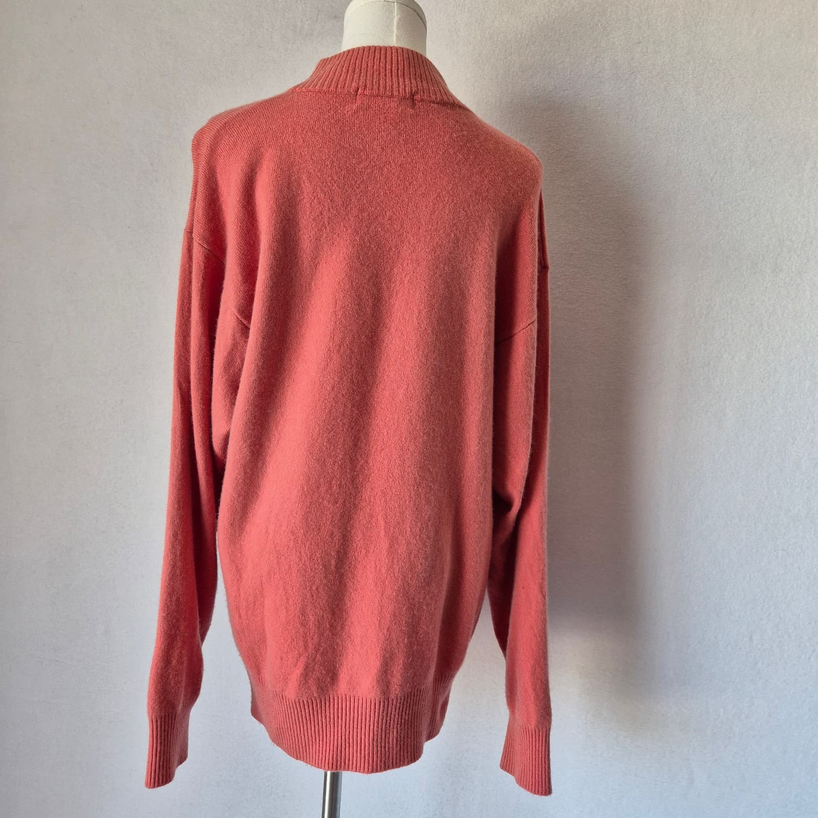 Vintage Precious Fibers Women's 1X 100% Cashmere Mock Neck Sweater Red-Pink - Thumbnail 4
