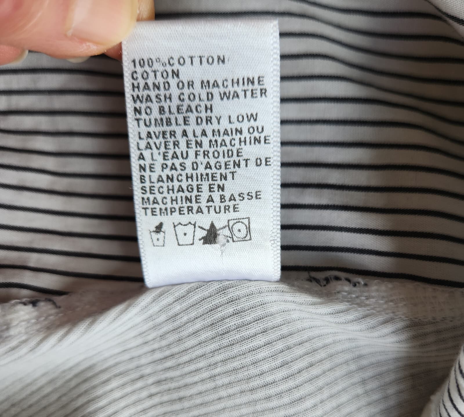 James Perse Roll Tab Button-Up Shirt Ribbed Knit Side Panel White Stripe Sz.2/M - Thumbnail 9