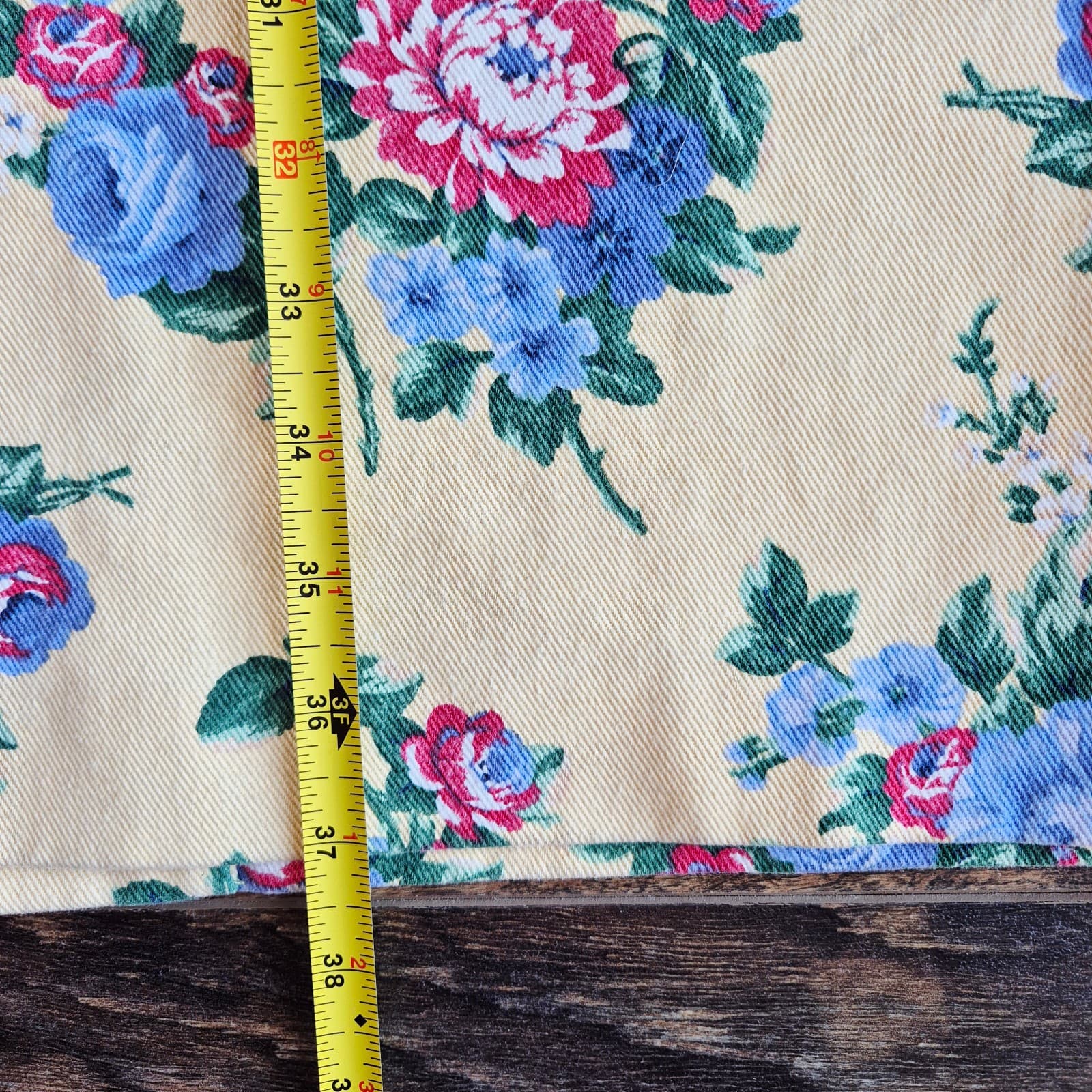 Vintage Willowbend Made in USA Twill Floral Midi Pencil Skirt Yellow Women's 12 - Thumbnail 10