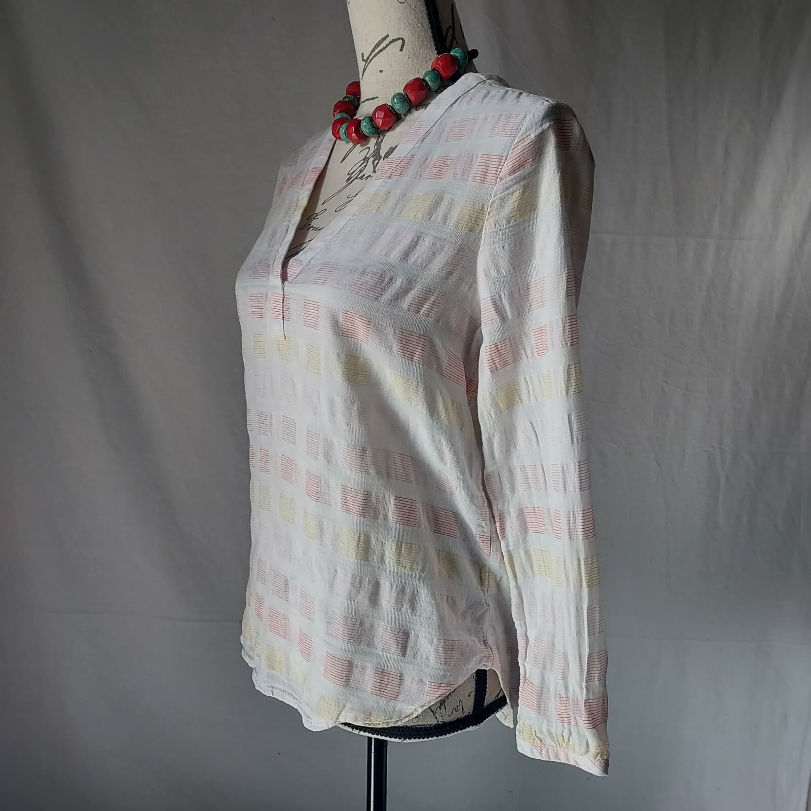 PrAna Indra Popover Top Long Sleeve V-Neck Multicolor Organic Cotton Blend Sz.XS - Thumbnail 5