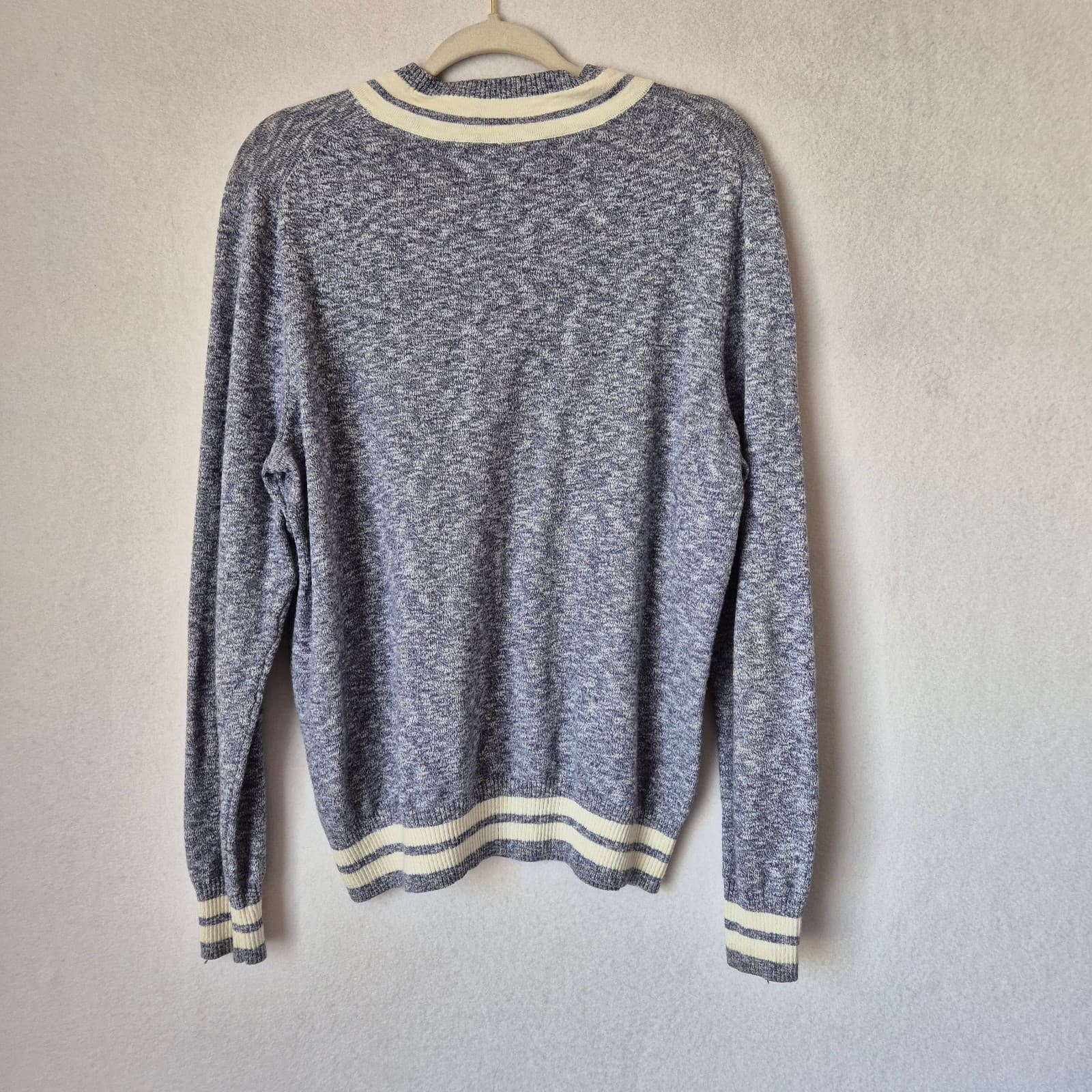 Black Brown 1826 Tennis Sweater V-Neck Blue White Cotton Blend Men's M - Thumbnail 4