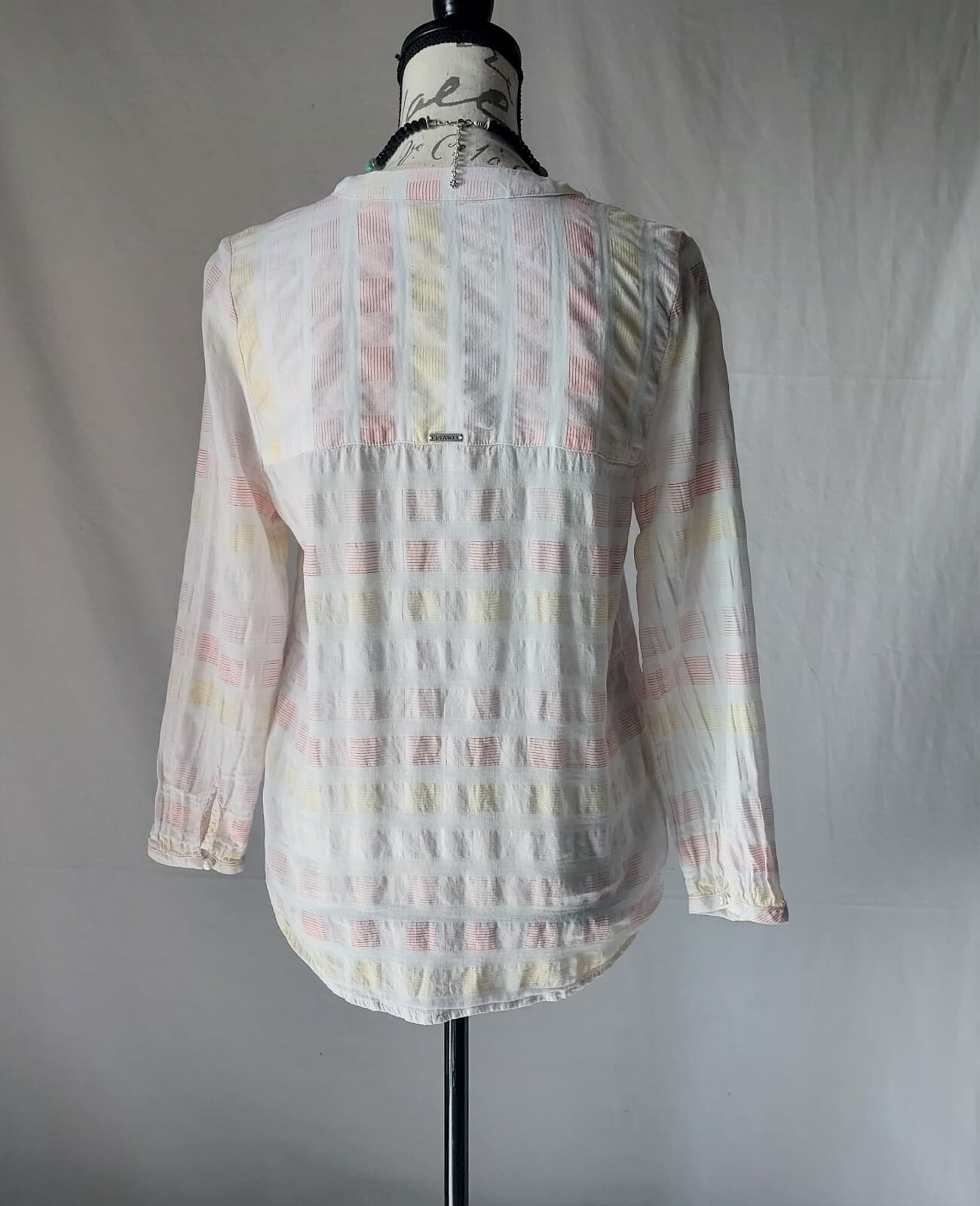 PrAna Indra Popover Top Long Sleeve V-Neck Multicolor Organic Cotton Blend Sz.XS - Thumbnail 6