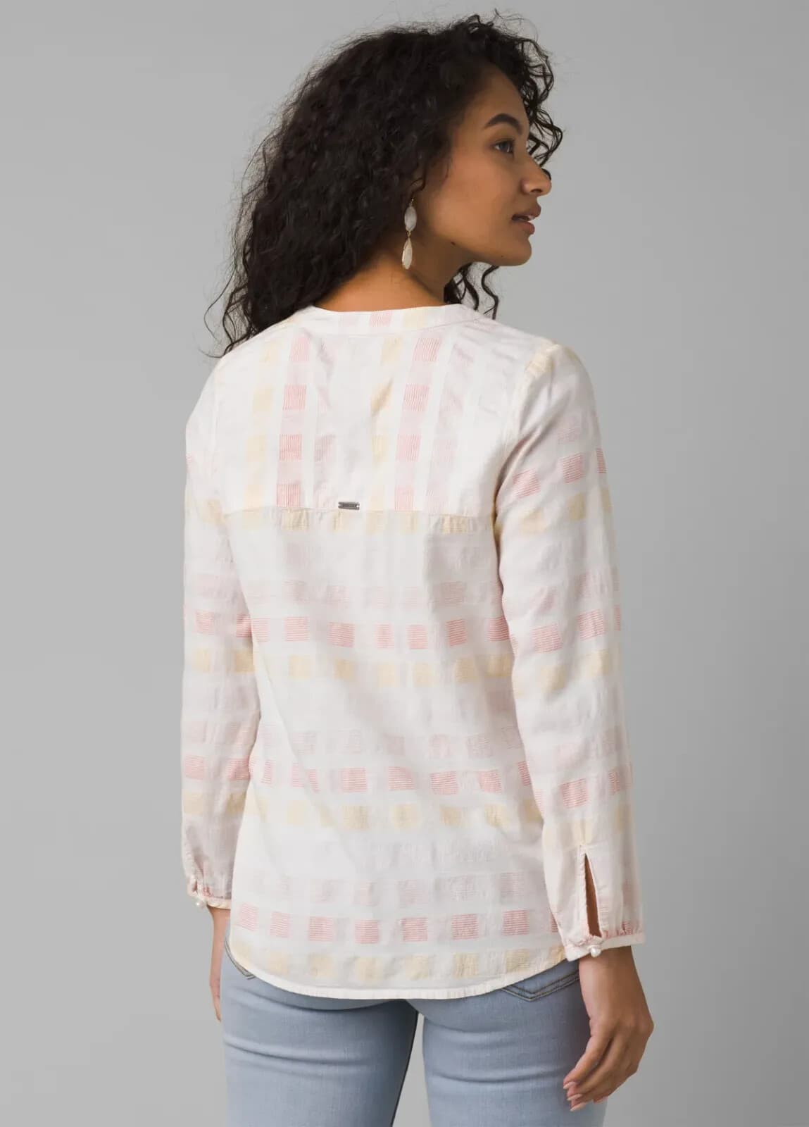 PrAna Indra Popover Top Long Sleeve V-Neck Multicolor Organic Cotton Blend Sz.XS - Thumbnail 3