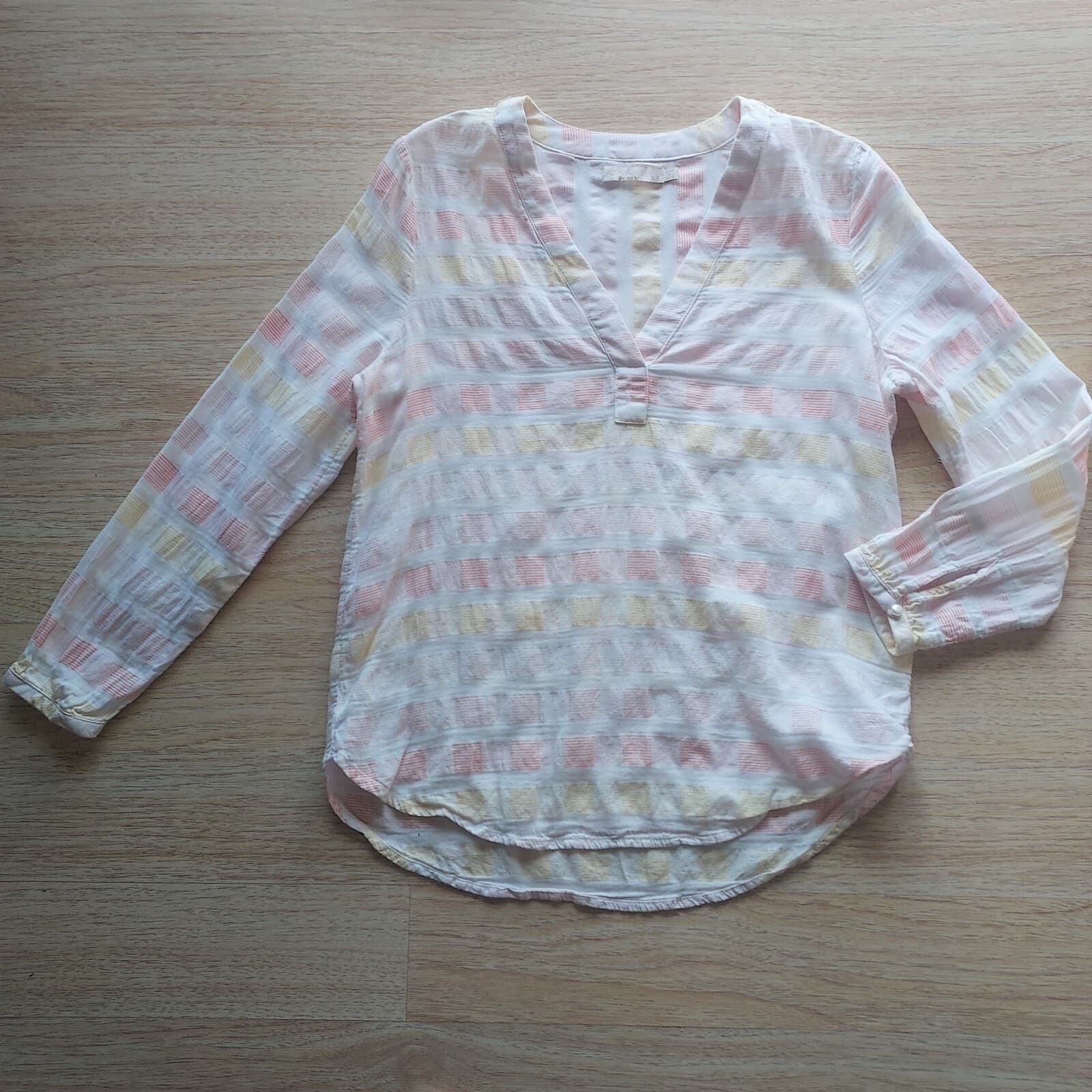 PrAna Indra Popover Top Long Sleeve V-Neck Multicolor Organic Cotton Blend Sz.XS - Thumbnail 8