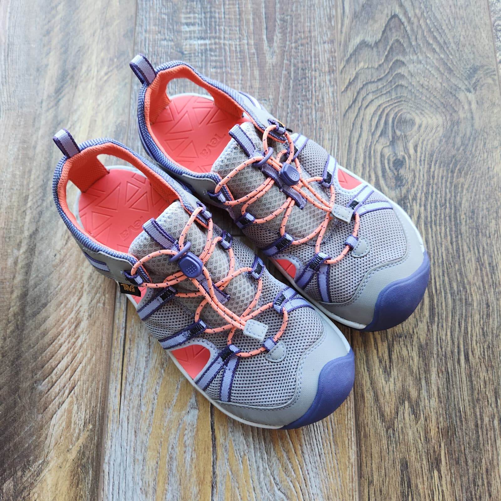Teva Men's US7 T Manatee Water Sport Sandals Cushion Bungee Cord Purple Grey - Thumbnail 6
