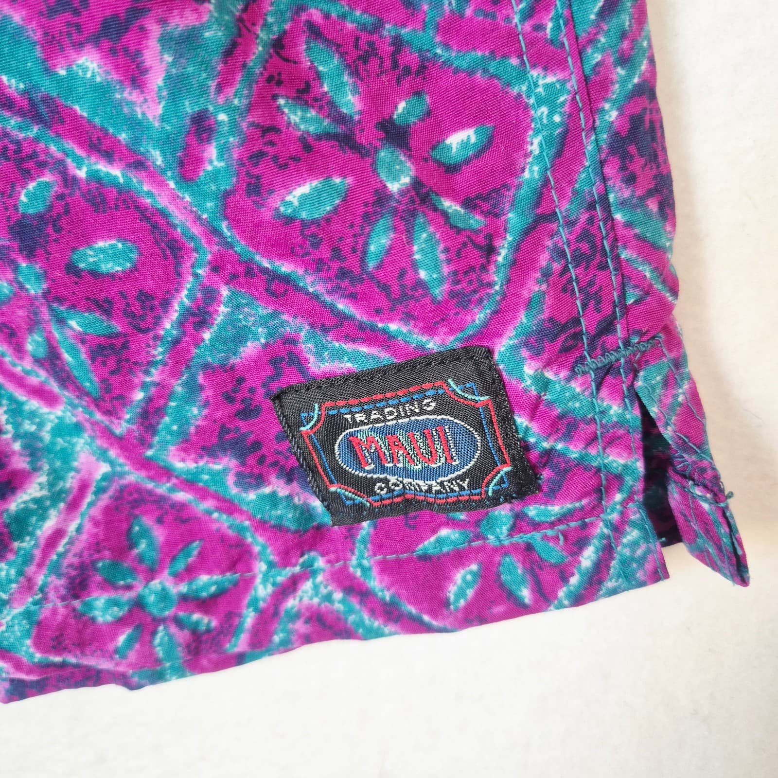 Vintage Maui Trading Company Floral Swim Short Mesh Liner Purple Green Men's S - Thumbnail 3