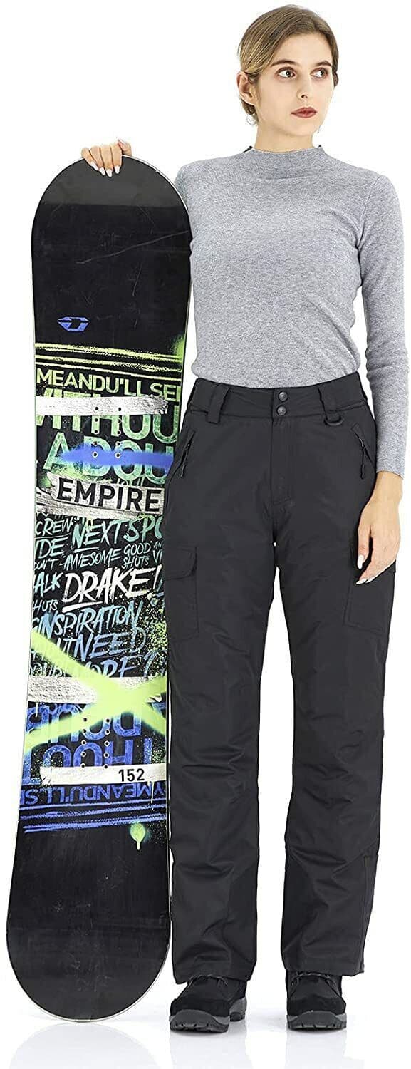 NWT WULFUL Snowboard Ski Pants Insulated Waterproof Cargo Pocket Black Women L