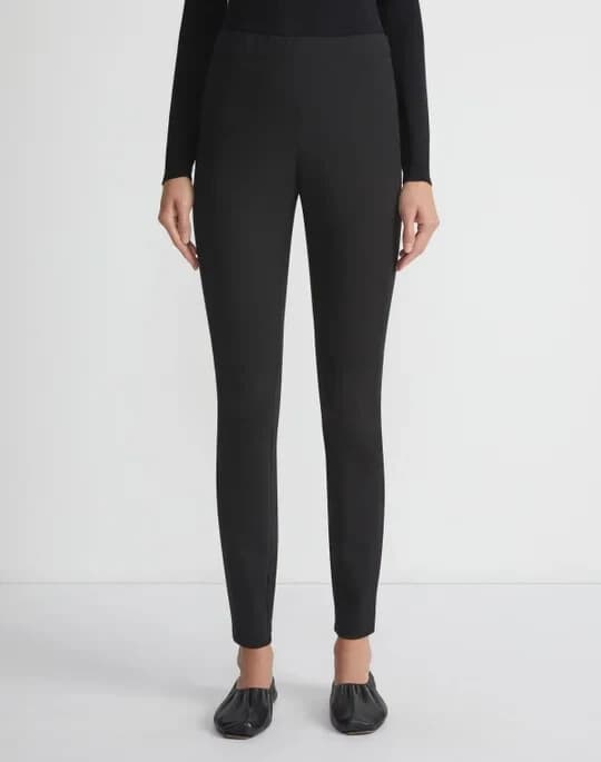 Lafayette 148 New York Park Legging Elastic Waist Pull-On Stretch Black Womens M - Thumbnail 2