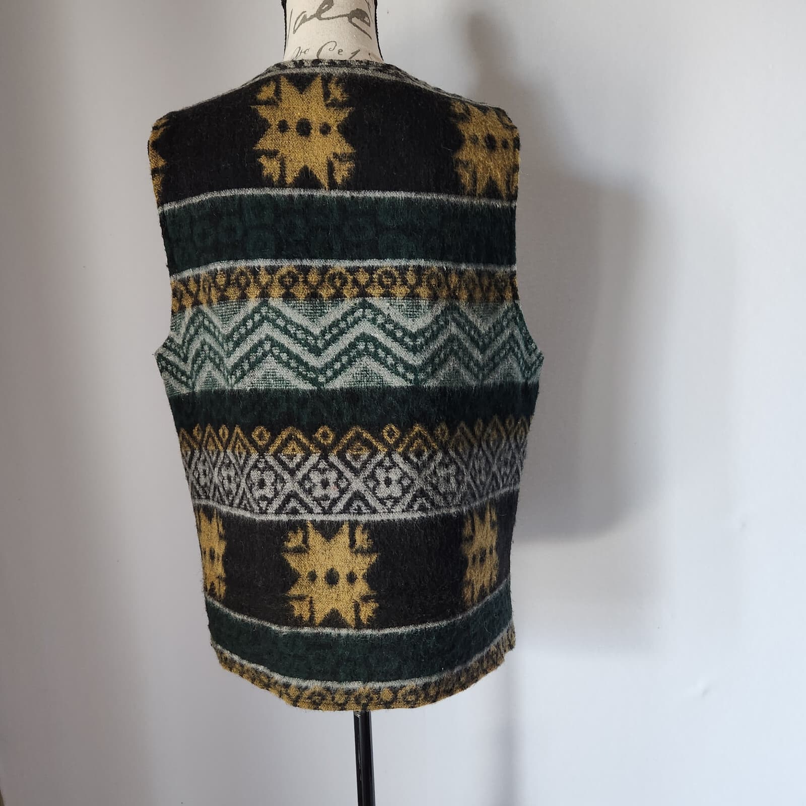 Vintage Speed Limit MPH Holiday Wool Blend Quilted Lined Vest Button Pocket Sz.M - Thumbnail 4