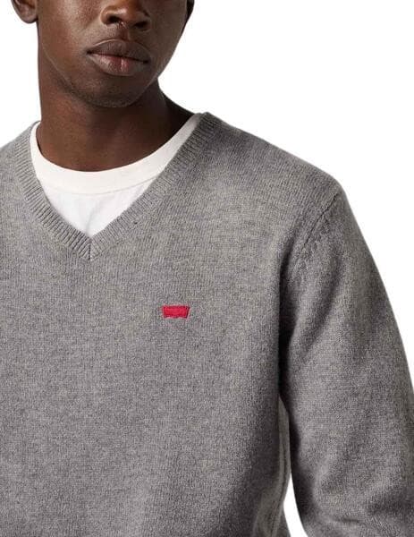 Levi's Housemark Cotton Wool V-Neck Sweater Pullover Long Sleeve Grey Men's M - Thumbnail 5