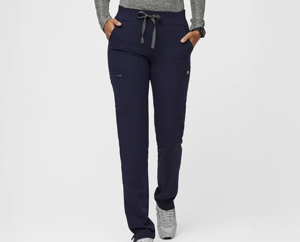 FIGS High Waisted Yola Skinny Scrub Pants 11-Pockets Stretch Navy Blue Women's L - Thumbnail 2