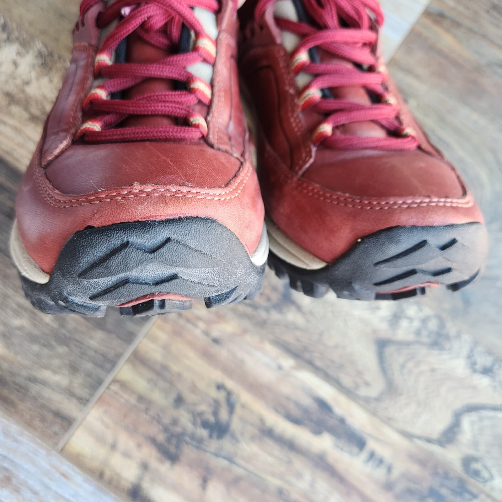 Merrell Women's 6.5 Leather Hiking Travel Shoes Air-Cushion Lace-Up Vie Red Bean - Thumbnail 7