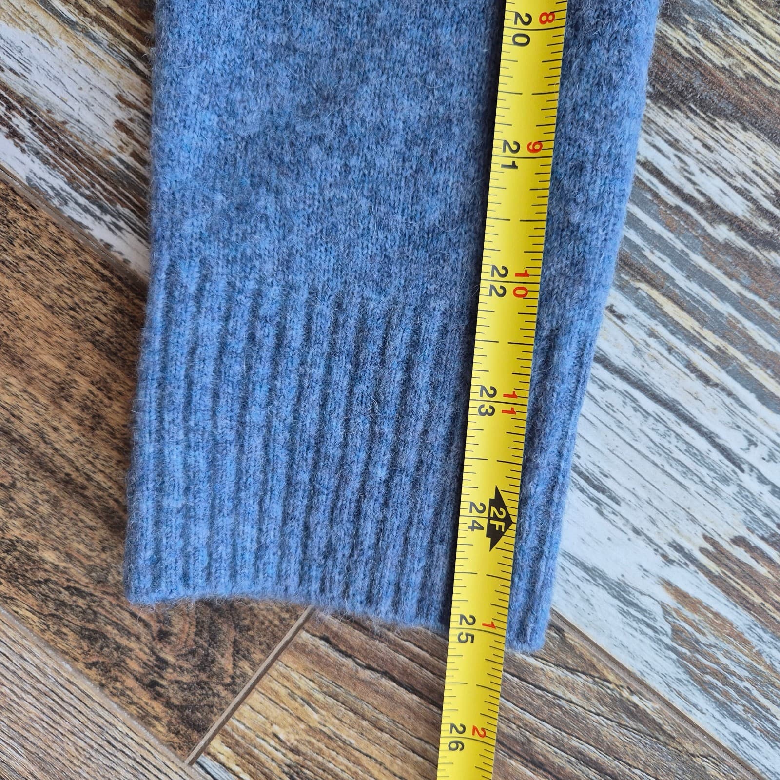 Talbots Open Front Long Duster Cardigan Pocket Acrylic Wool Alpaca Blue Sz.MP - Thumbnail 9