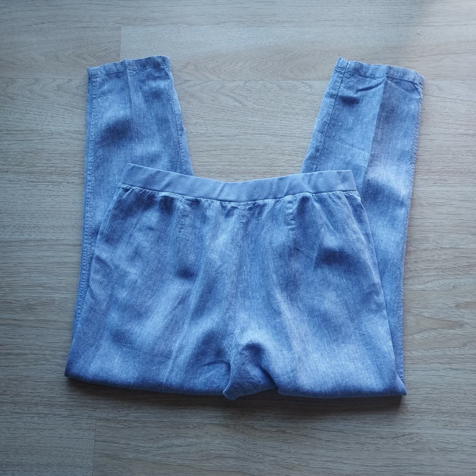 J.Jill Love Linen Slim Leg Crop Pants Pull-On Elastic Waist Pocket Blue Women M - Thumbnail 9