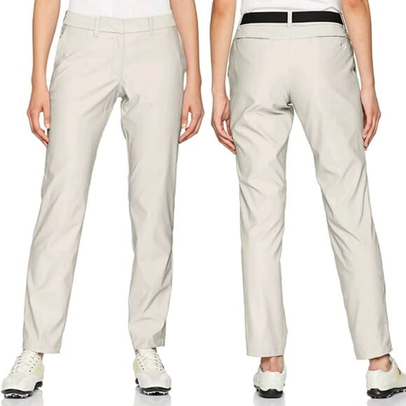 Nike Golf Flex Dri-Fit Woven Crop Pants Sweat Wicking Pocket Zip Cream Women M