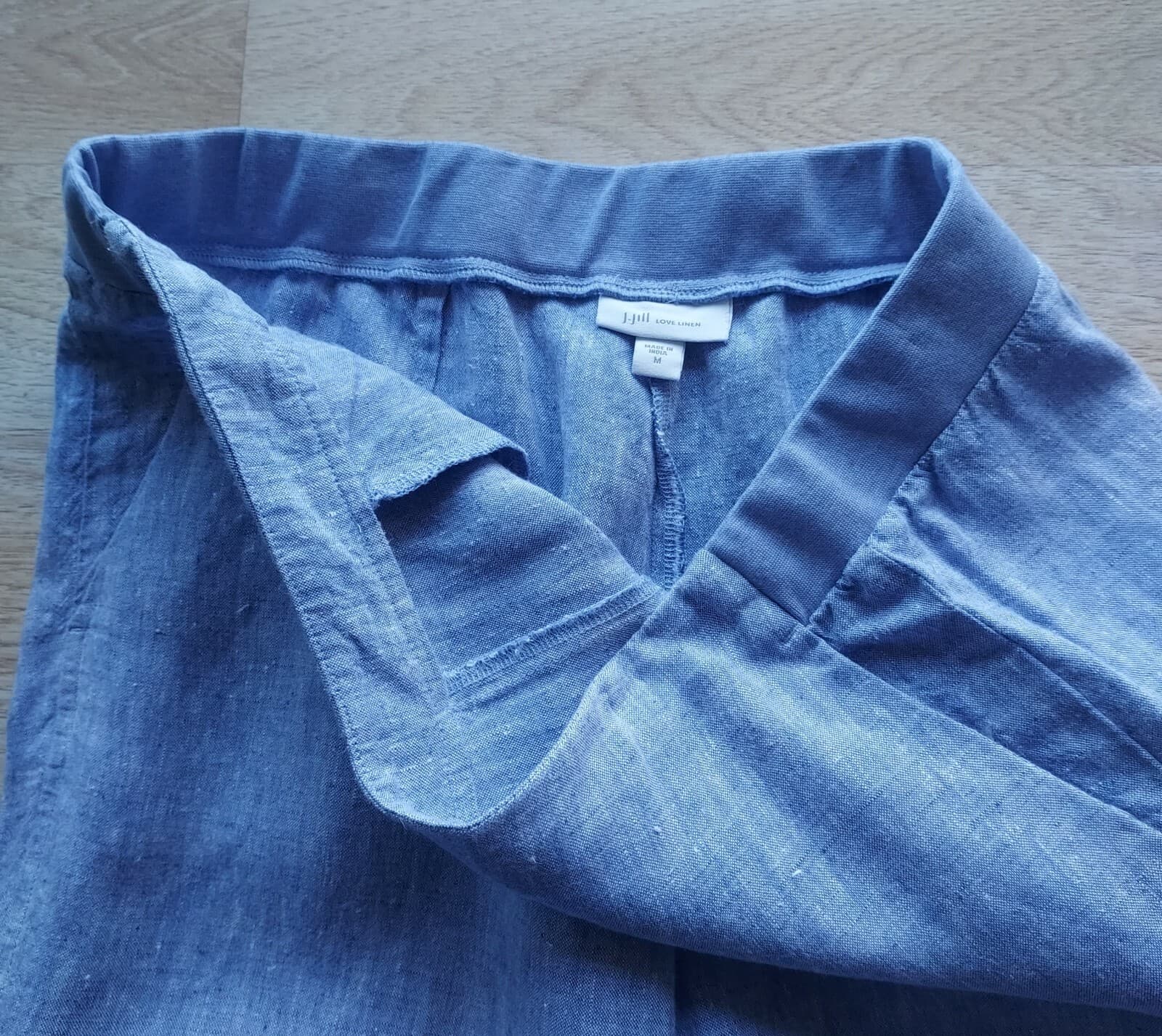 J.Jill Love Linen Slim Leg Crop Pants Pull-On Elastic Waist Pocket Blue Women M - Thumbnail 5