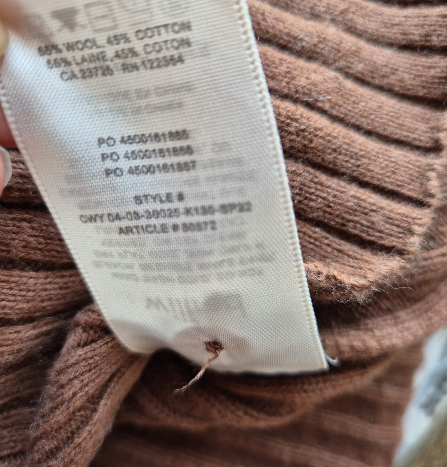 Aritzia Wilfred Size L Manila Wool Blend Ribbed Cropped Cardigan Button Brown - Thumbnail 11