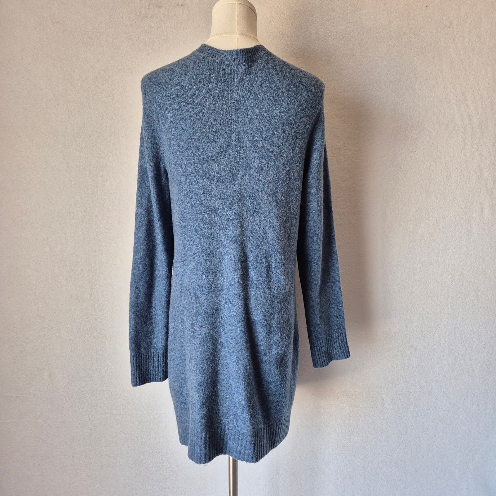 Talbots Open Front Long Duster Cardigan Pocket Acrylic Wool Alpaca Blue Sz.MP - Thumbnail 5