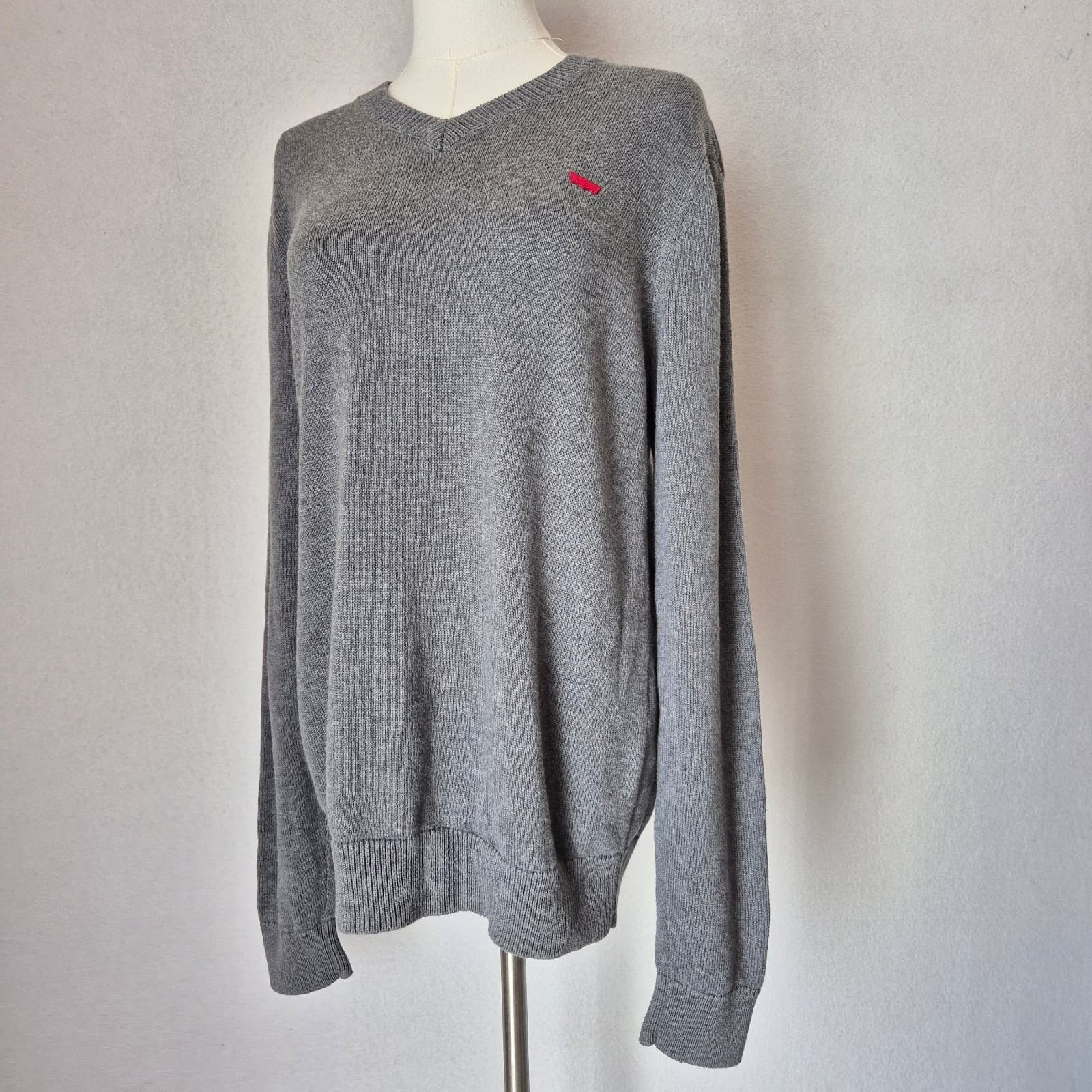 Levi's Housemark Cotton Wool V-Neck Sweater Pullover Long Sleeve Grey Men's M - Thumbnail 6