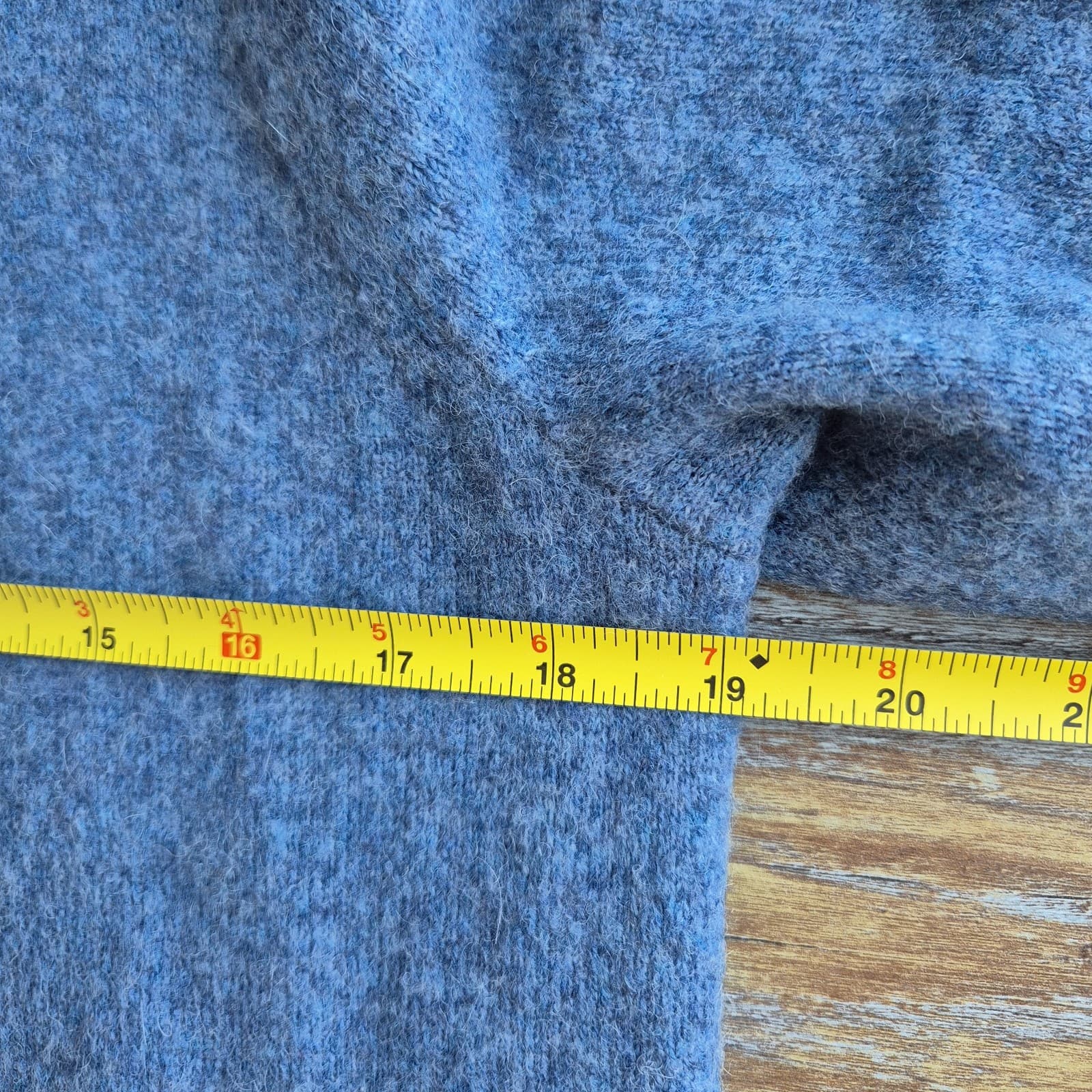 Talbots Open Front Long Duster Cardigan Pocket Acrylic Wool Alpaca Blue Sz.MP - Thumbnail 8