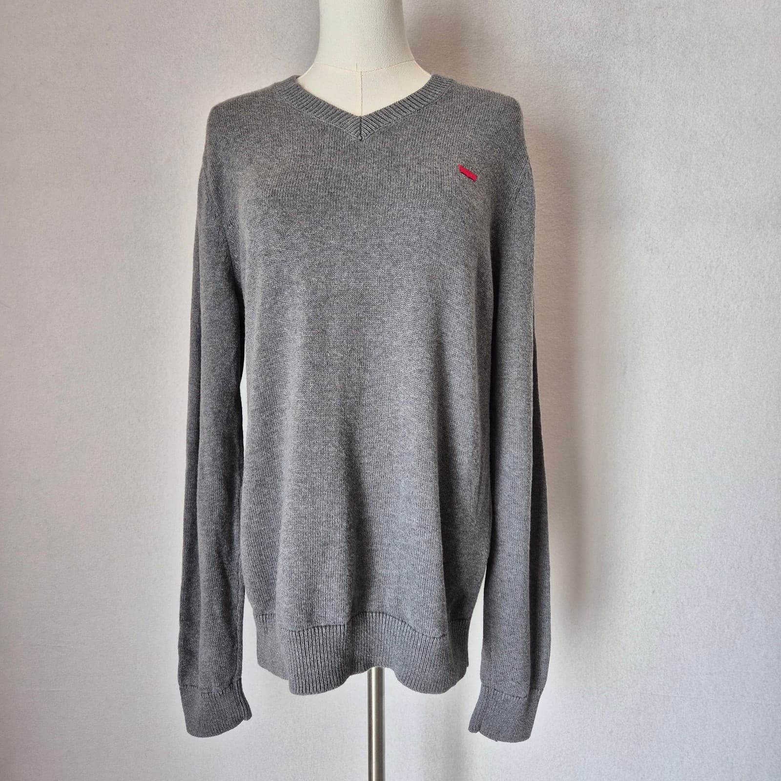 Levi's Housemark Cotton Wool V-Neck Sweater Pullover Long Sleeve Grey Men's M - Thumbnail 2