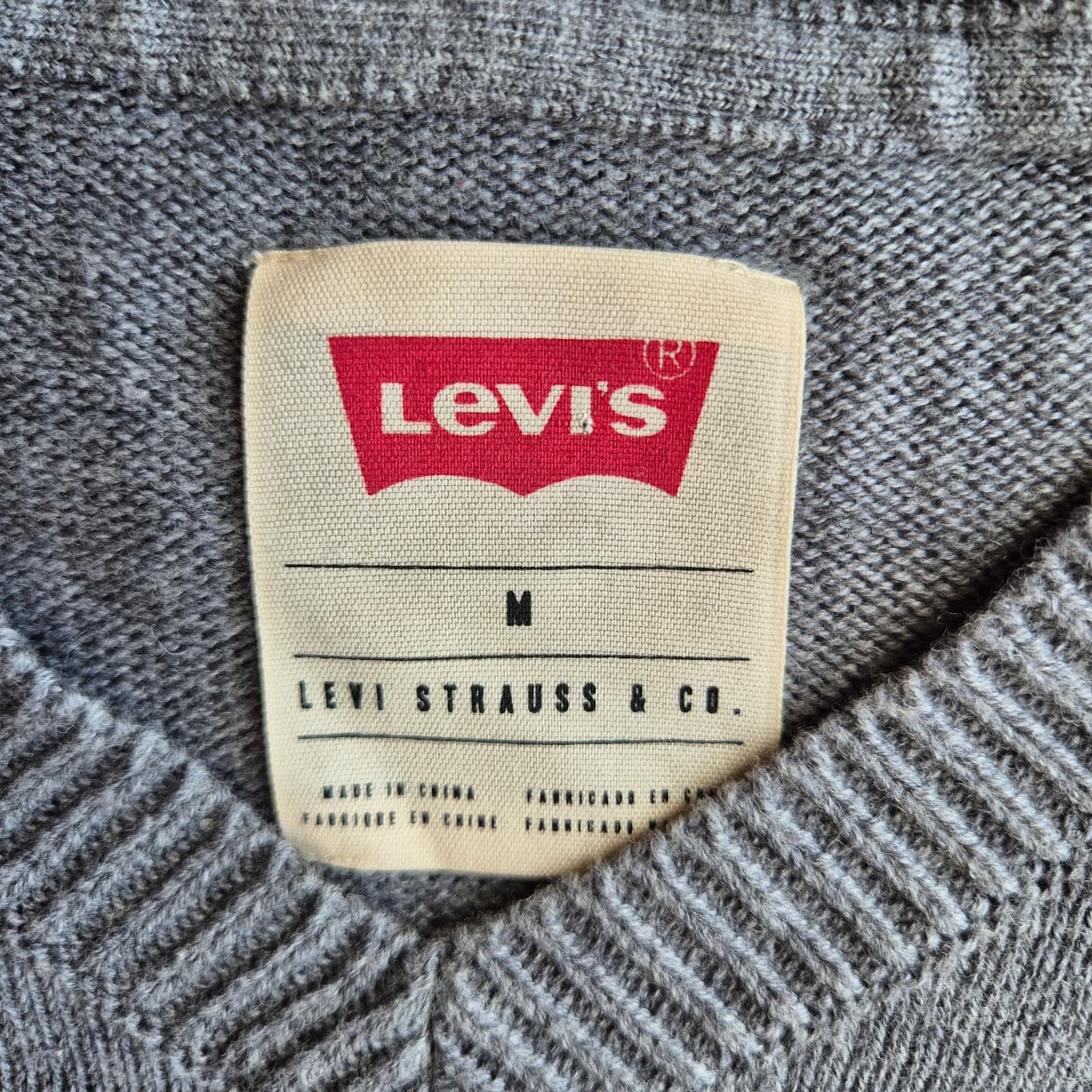 Levi's Housemark Cotton Wool V-Neck Sweater Pullover Long Sleeve Grey Men's M - Thumbnail 9