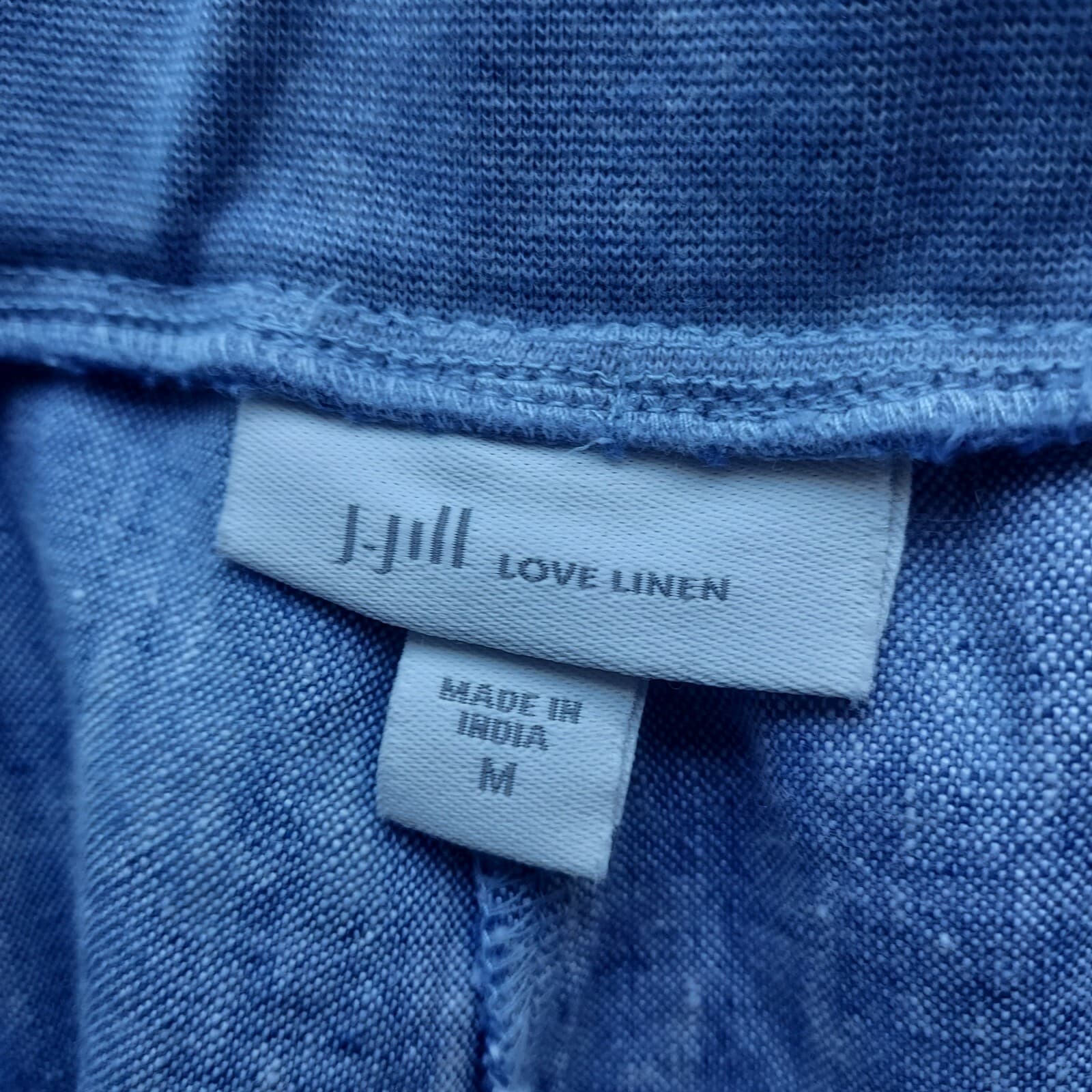 J.Jill Love Linen Slim Leg Crop Pants Pull-On Elastic Waist Pocket Blue Women M - Thumbnail 6