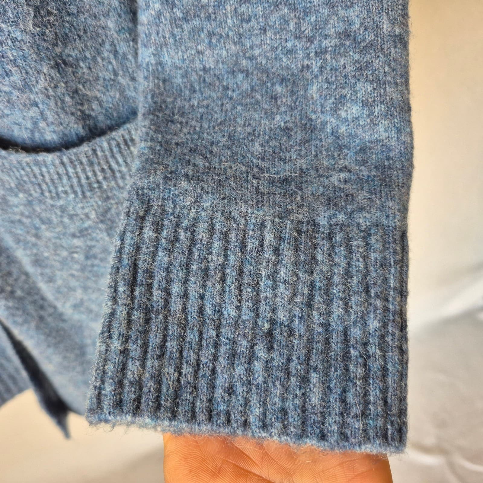 Talbots Open Front Long Duster Cardigan Pocket Acrylic Wool Alpaca Blue Sz.MP - Thumbnail 4