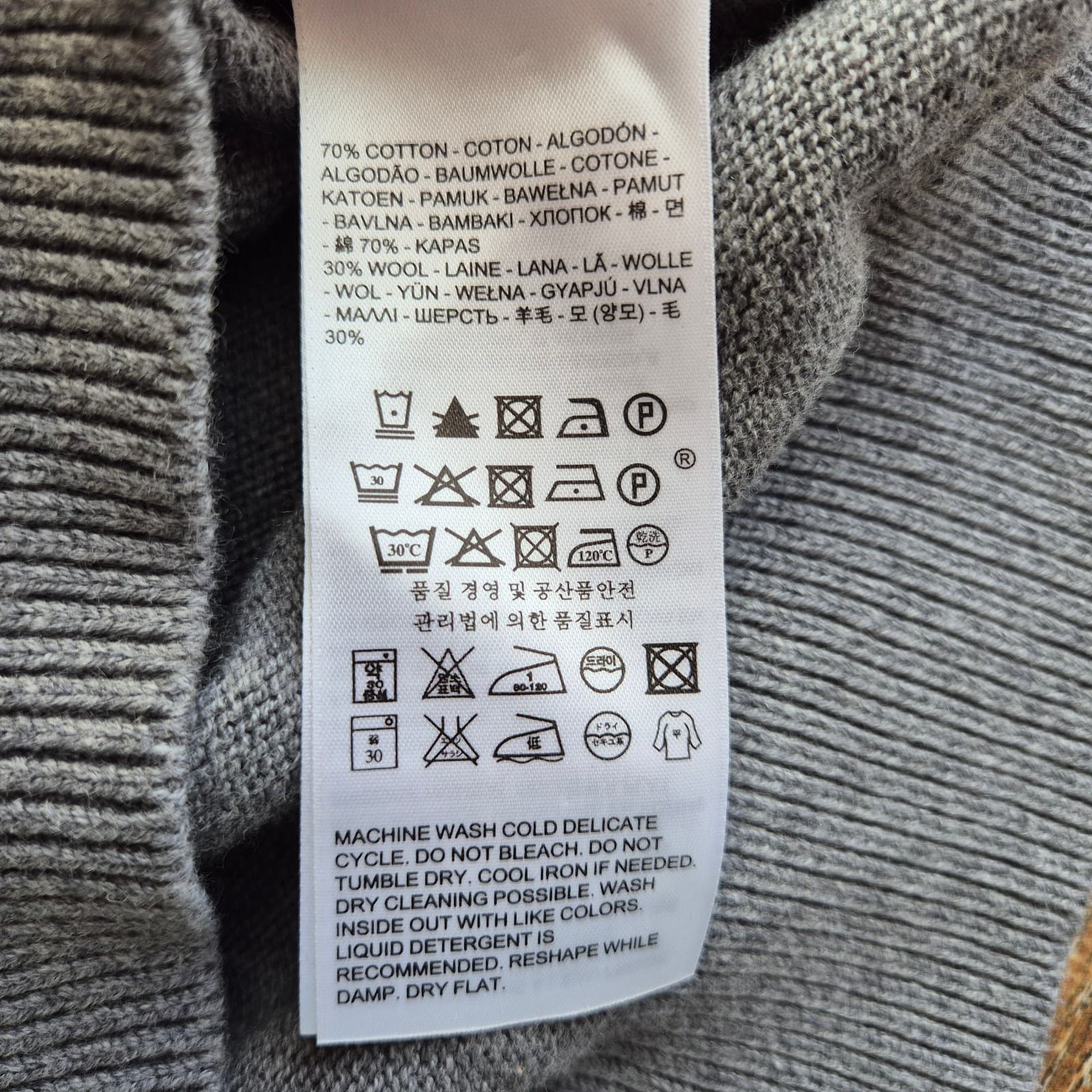Levi's Housemark Cotton Wool V-Neck Sweater Pullover Long Sleeve Grey Men's M - Thumbnail 10