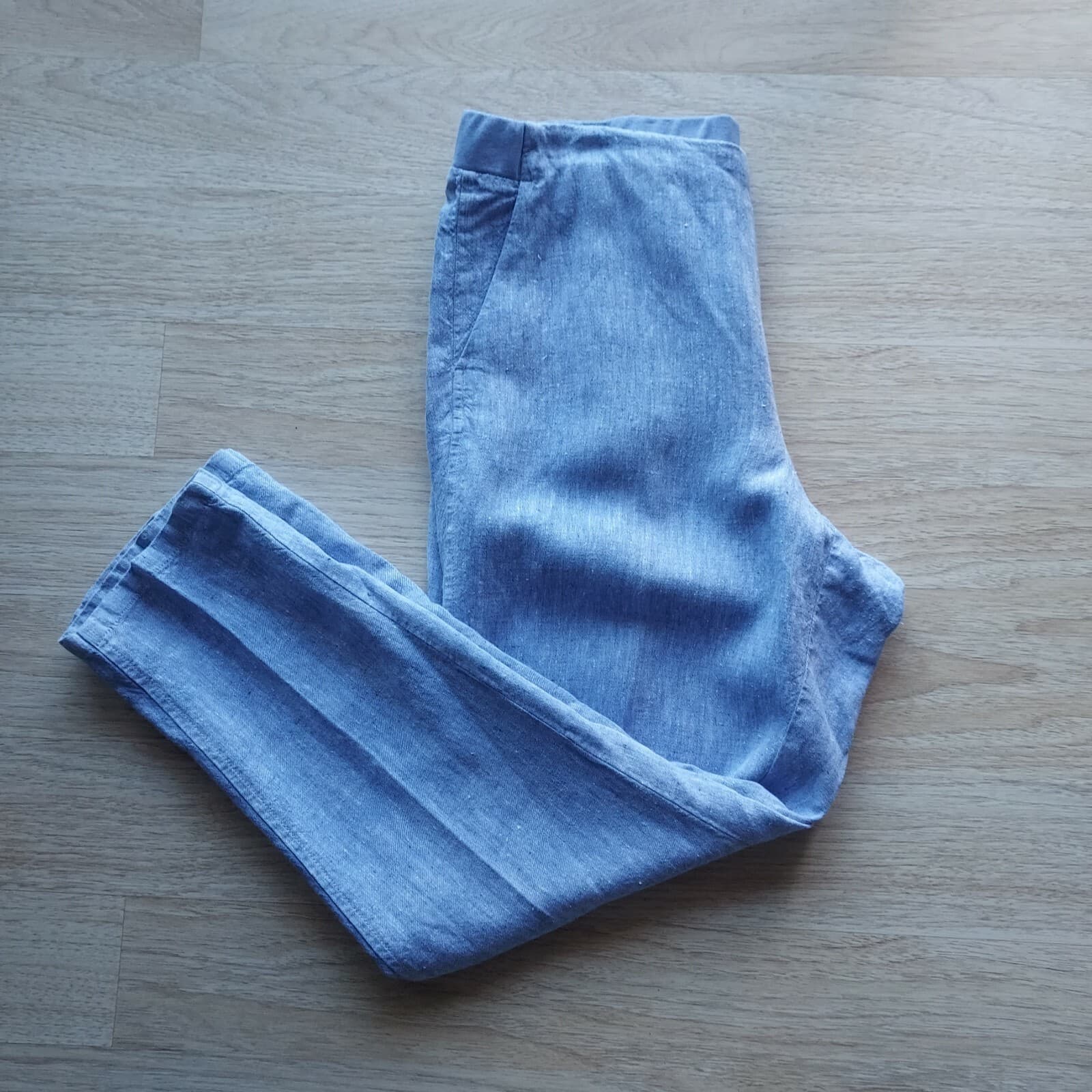 J.Jill Love Linen Slim Leg Crop Pants Pull-On Elastic Waist Pocket Blue Women M - Thumbnail 10