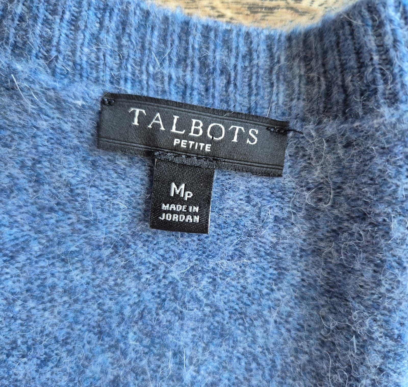 Talbots Open Front Long Duster Cardigan Pocket Acrylic Wool Alpaca Blue Sz.MP - Thumbnail 6