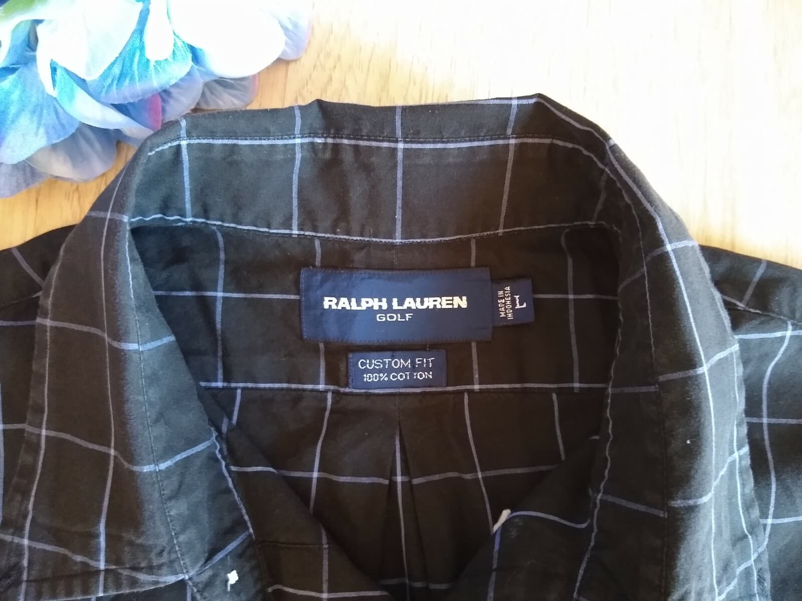 RALPH LAUREN GOLF Casual Shirt Long Sleeve Button-down Black Check Sz.L - Thumbnail 6