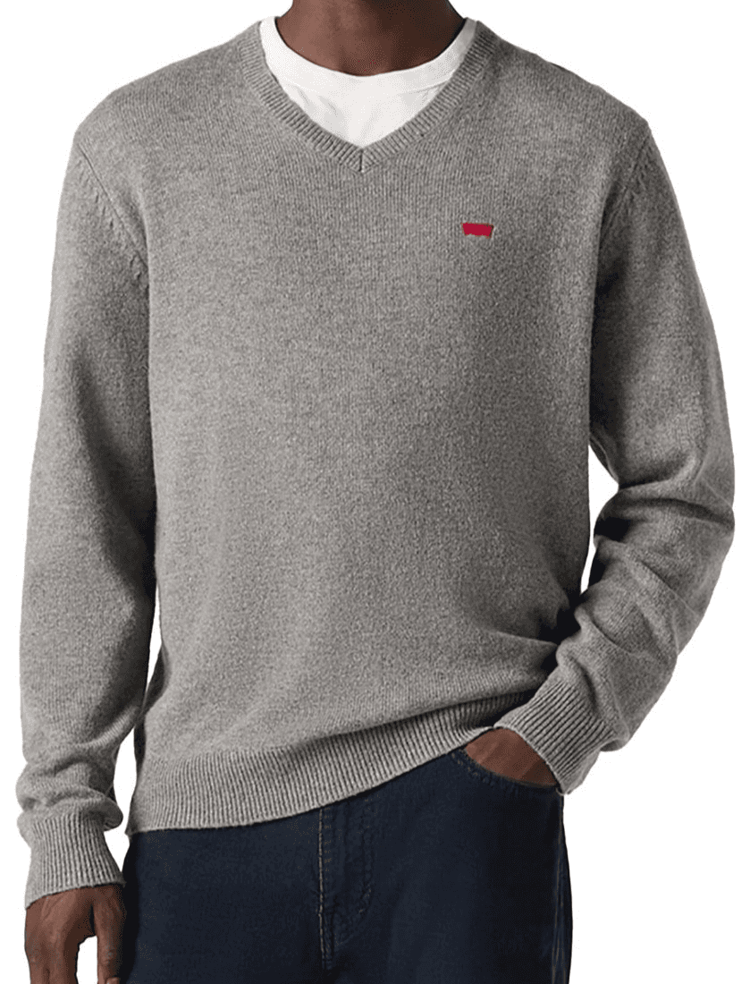 Levi's Housemark Cotton Wool V-Neck Sweater Pullover Long Sleeve Grey Men's M - Thumbnail 3