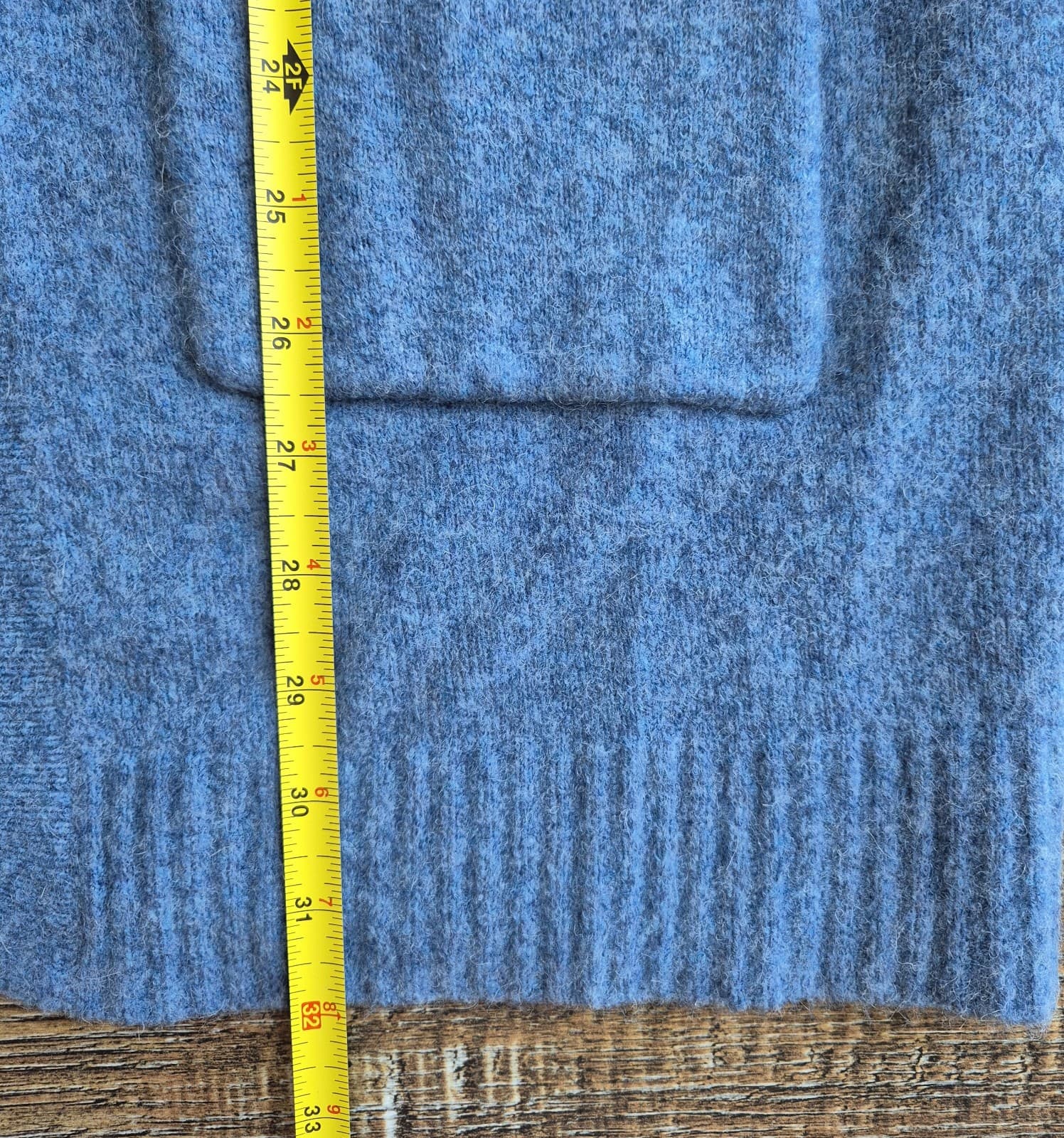 Talbots Open Front Long Duster Cardigan Pocket Acrylic Wool Alpaca Blue Sz.MP - Thumbnail 10