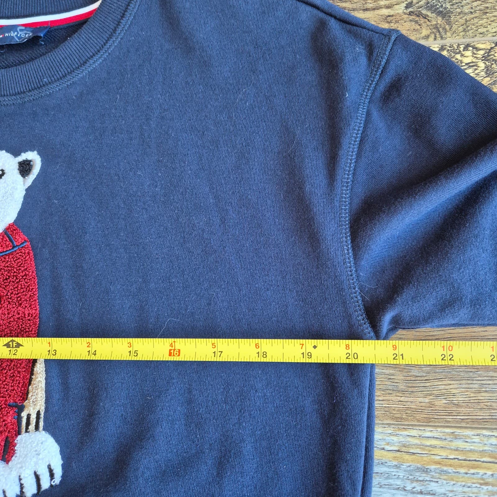 Tommy Hilfiger Polar Bear Embroidered Terry Knit Crewneck Sweatshirt Blue S/M - Thumbnail 12