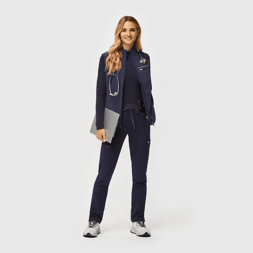 FIGS High Waisted Yola Skinny Scrub Pants 11-Pockets Stretch Navy Blue Women's L - Thumbnail 10