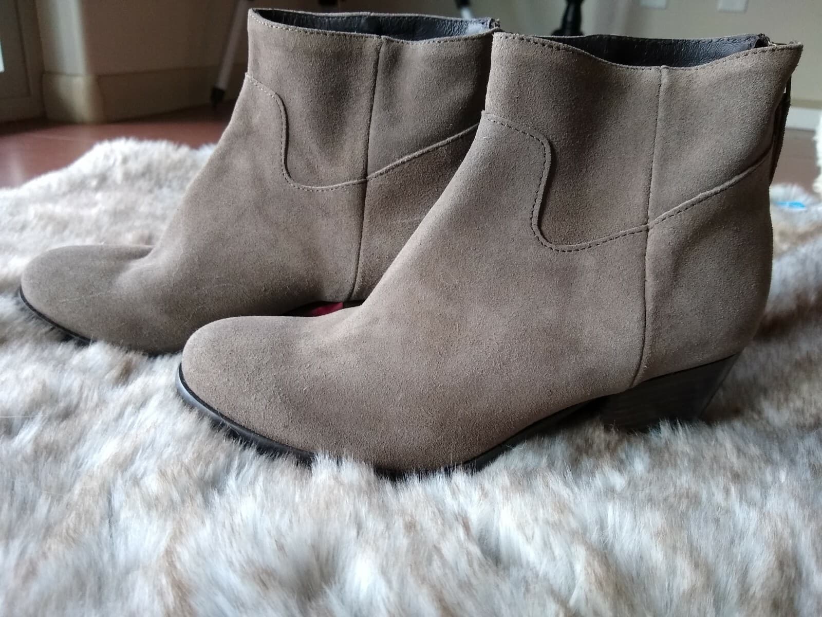 Garnet Hill Made in Italy NWoB Brown Suede Leather Ankle Booties Brown Zip 5.5 - Thumbnail 7