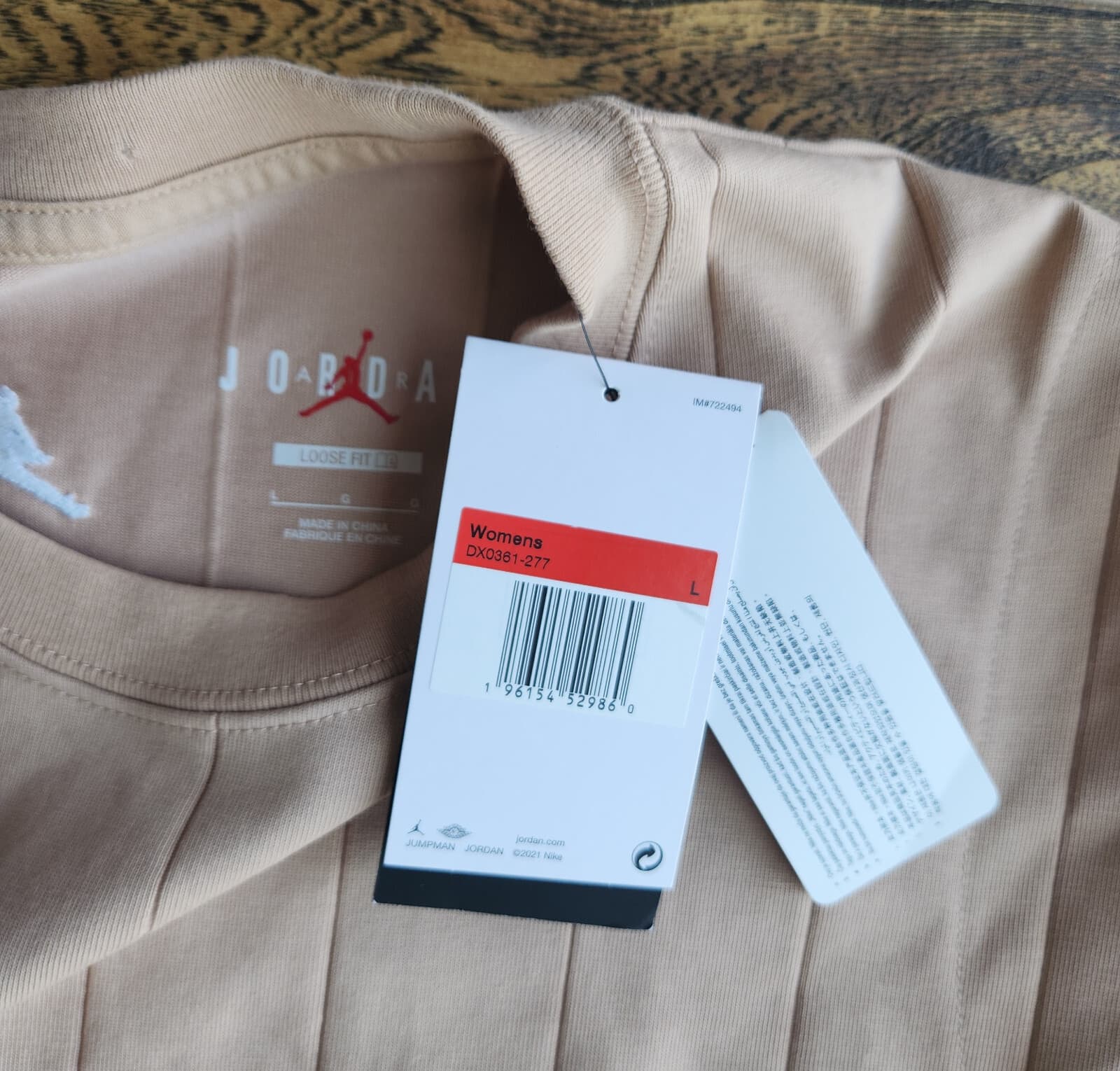 NWT NIKE JORDAN Jumpman Tank Dress Ruching-Lace Hem Pocket Crew Neck Beige Sz.L - Thumbnail 12