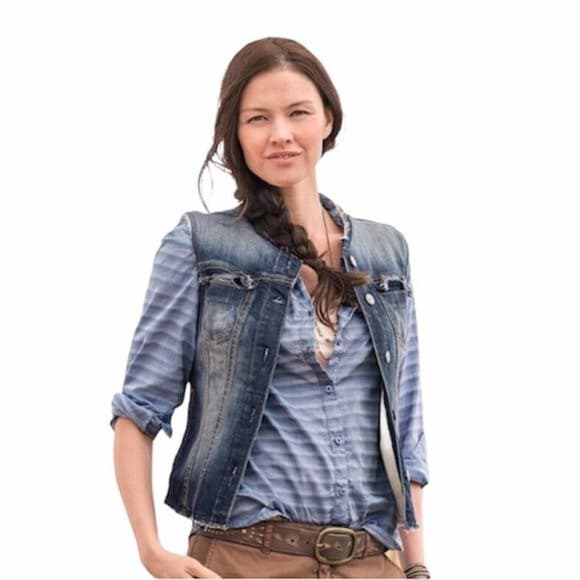 NWT Driftwood Denim Rory Sherpa Lined Western Vest Jacket Raw Hem-Edge Women's M - Thumbnail 3