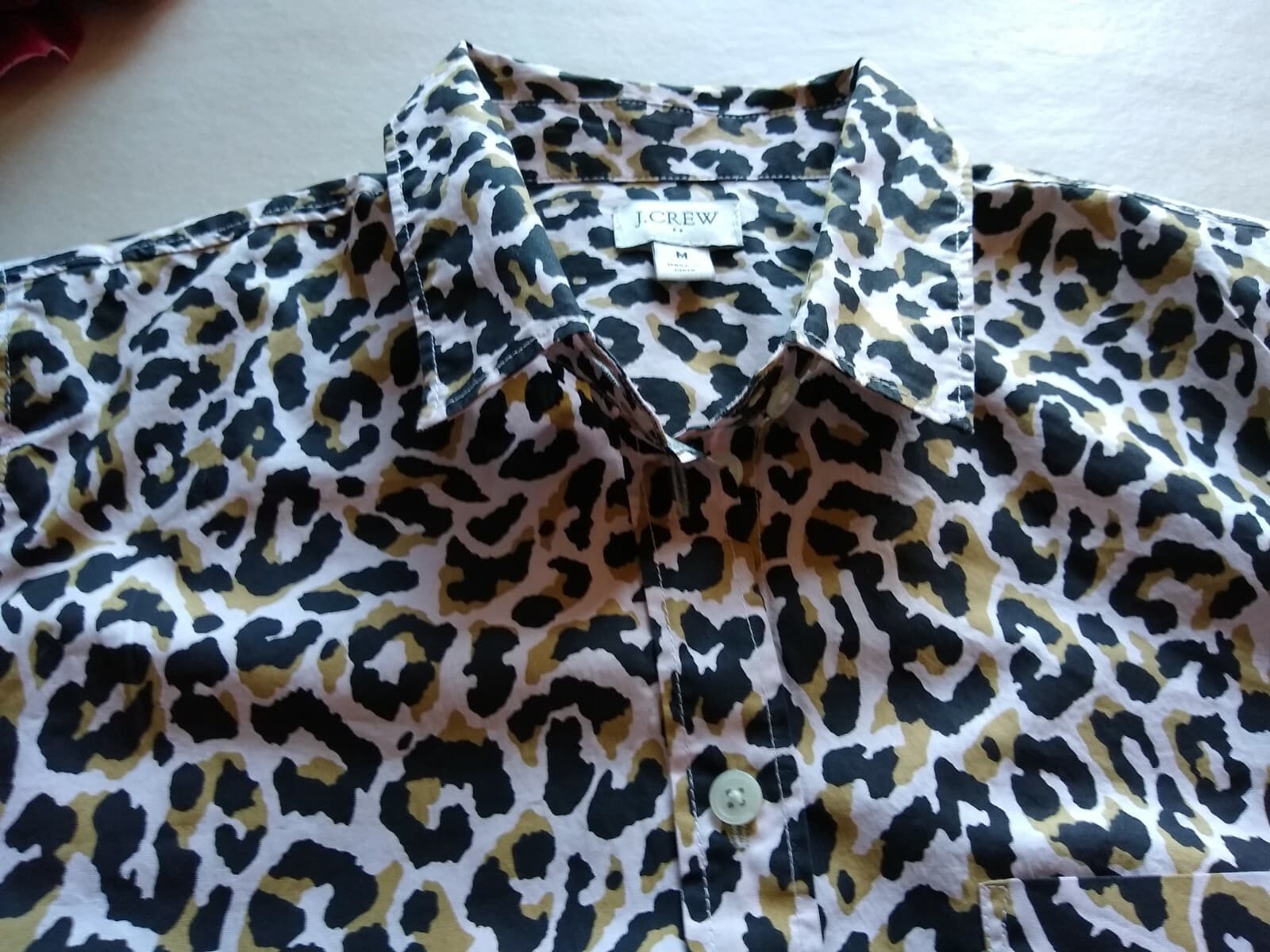 J.CREW Cotton Top Blouse Long Sleeves Buttons Animal Leopard Print Sz.M - Thumbnail 8