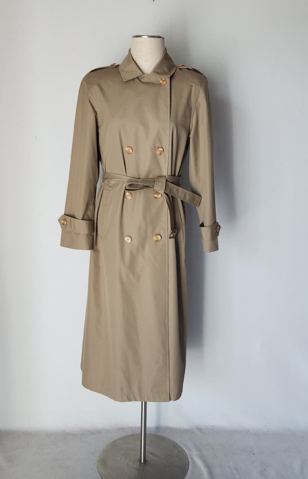 Vintage Forecaster Of Boston Double Breasted Trench Coat Belt Khaki Women's 7/8 - Thumbnail 2