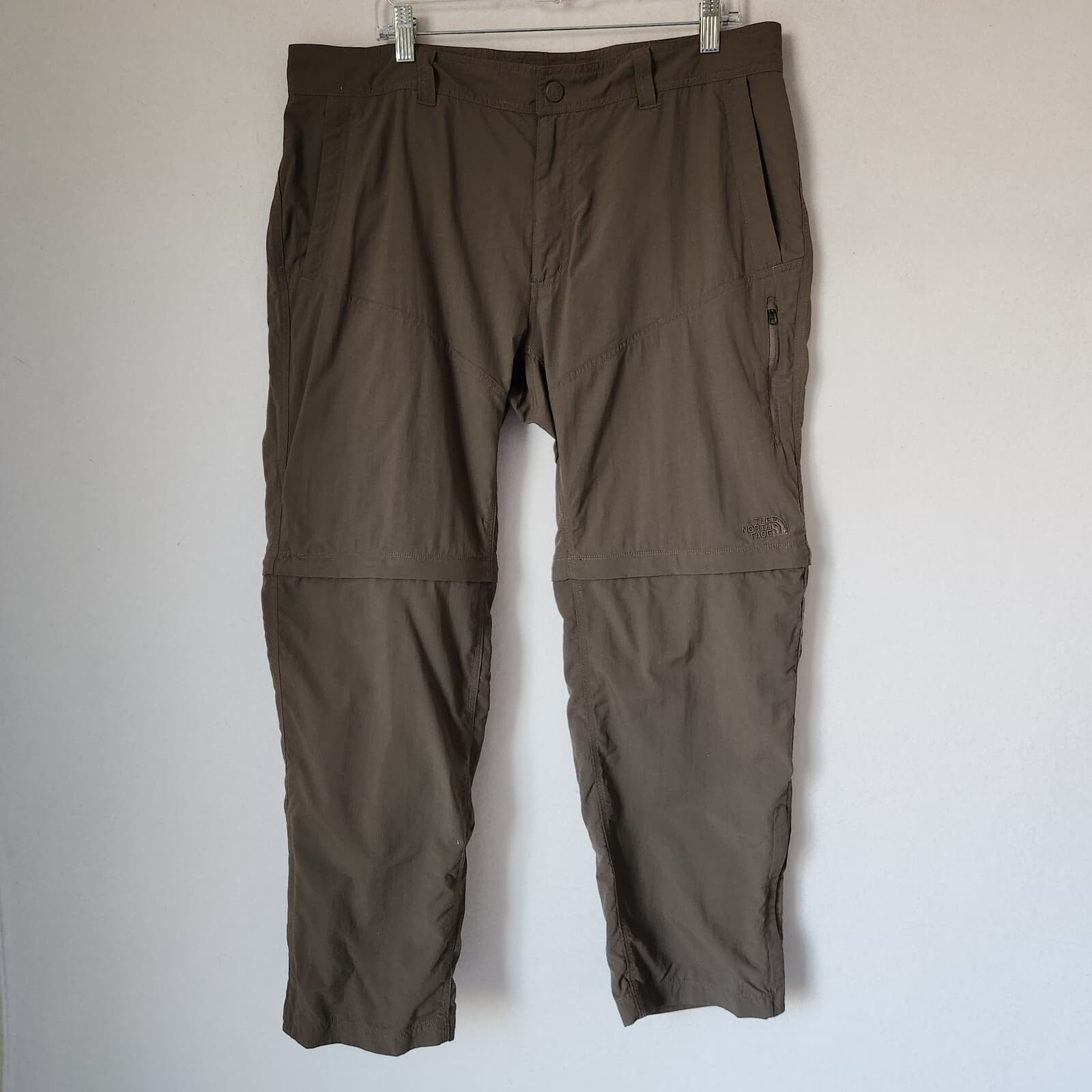 The North Face Men's 38 Hiking Convertible Zip-Off Shorts Pants Pocket Olive - Thumbnail 2