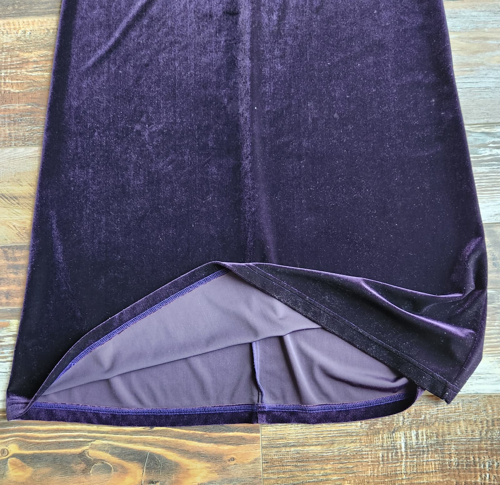 Vintage Coldwater Creek Velvet Evening Party Maxi Dress Mockneck Purple Bust 40" - Thumbnail 10